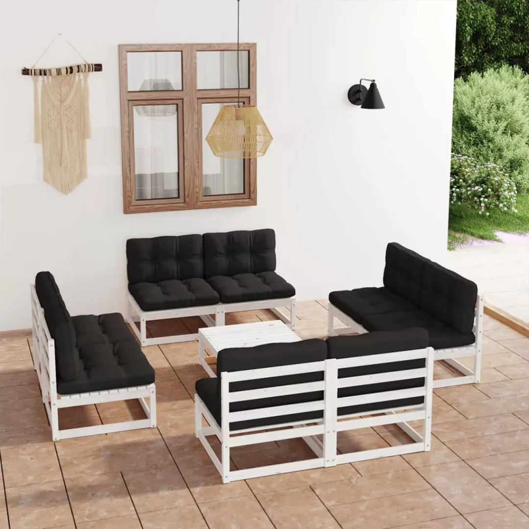 9-tlg. Garten-lounge-set Mit Kissen Kiefer Massivholz günstig online kaufen