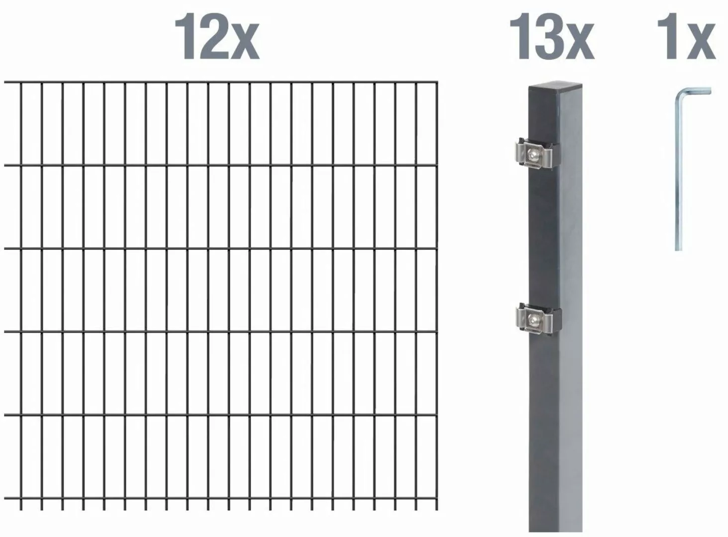 Alberts Doppelstabmattenzaun Grundset, (Set), Höhe: 80-160 günstig online kaufen