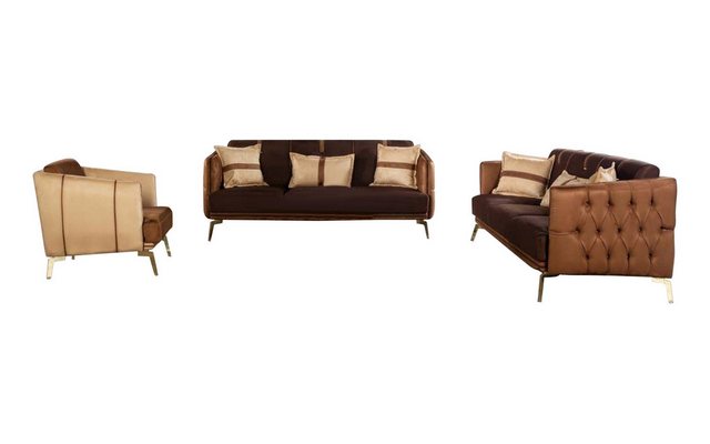 JVmoebel Sofa Sofagarnitur Sofa Garnitur Sofas 3+3+1 Sitzer Sessel Chesterf günstig online kaufen