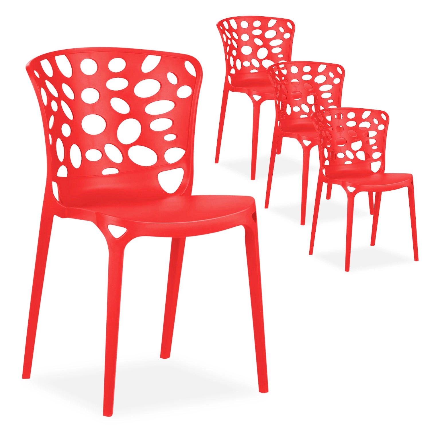 Homestyle4u Gartenstuhl 4er Set in Rot 2460 günstig online kaufen