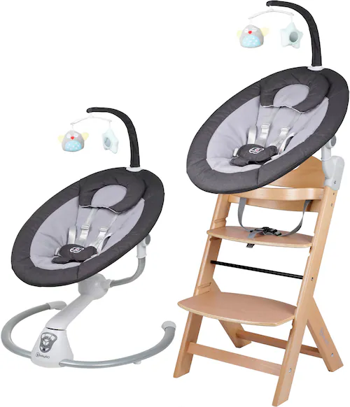 BabyGo Hochstuhl »Family Homey Set, natur/dunkelgrau«, mit elektrischer Bab günstig online kaufen