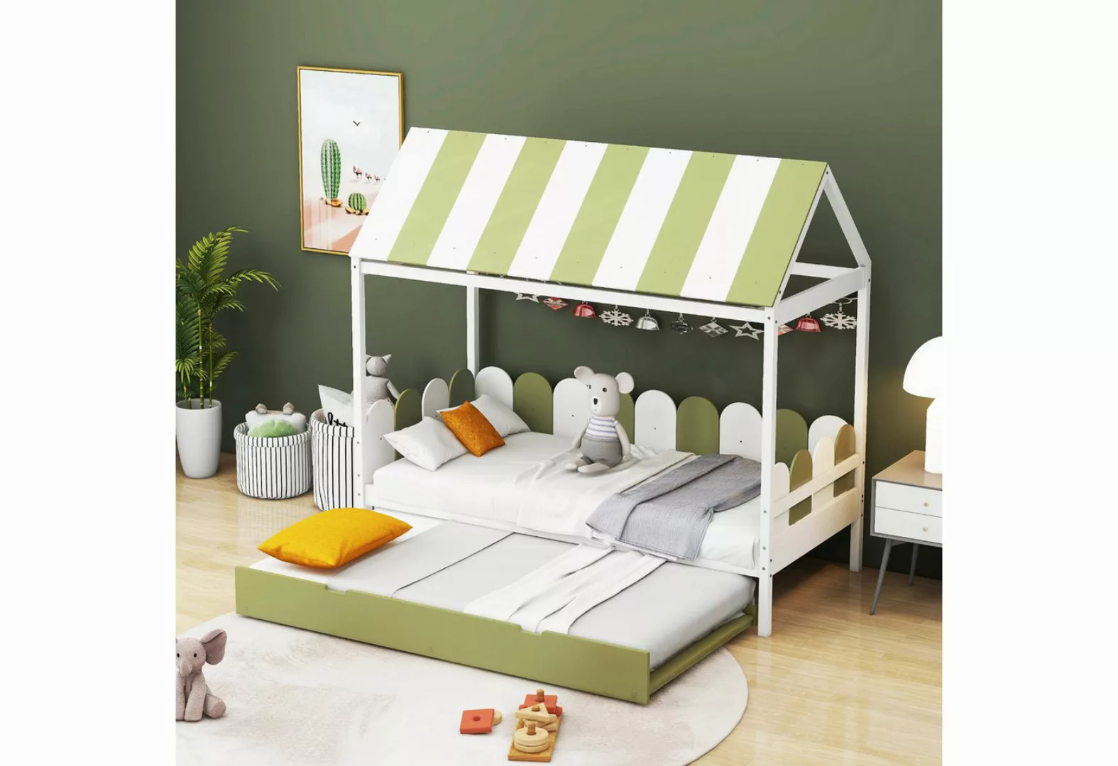 REDOM Kinderbett Holzbett mit Ausziehbett, Hausbett für Jungen und Mädchen günstig online kaufen