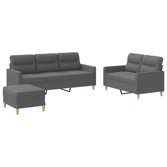 vidaXL Sofa 3-tlg. Sofagarnitur mit Kissen Dunkelgrau Stoff günstig online kaufen