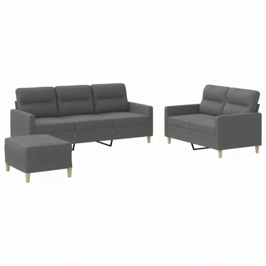 vidaXL Sofa 3-tlg. Sofagarnitur mit Kissen Dunkelgrau Stoff günstig online kaufen