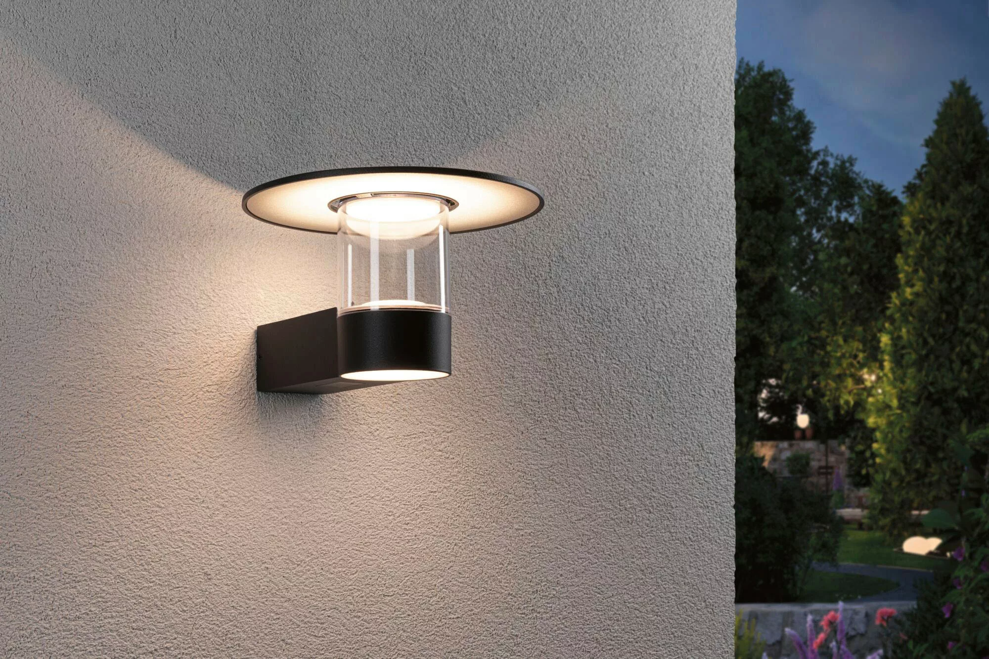 LED Wandleuchte Sienna in Anthrazit und Transparent 9W 500lm IP44 mit Beweg günstig online kaufen