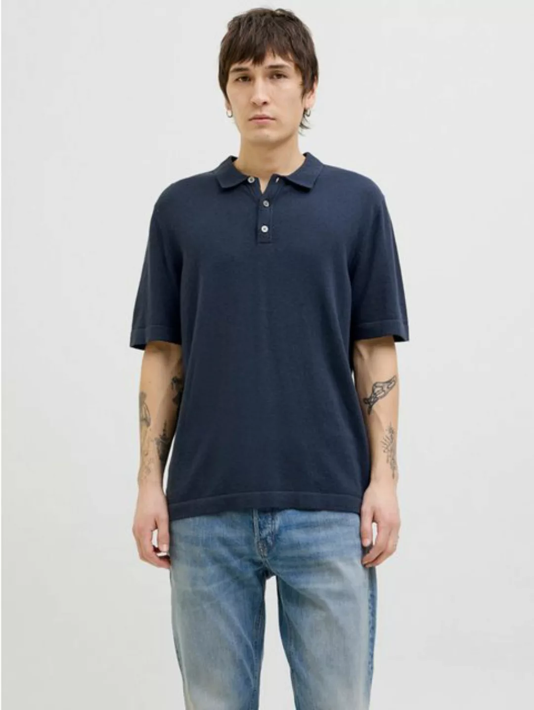 Jack & Jones Kurzarmpullover JJEEMIL KNIT RELAXED POLO SS SN mit Polo Krage günstig online kaufen