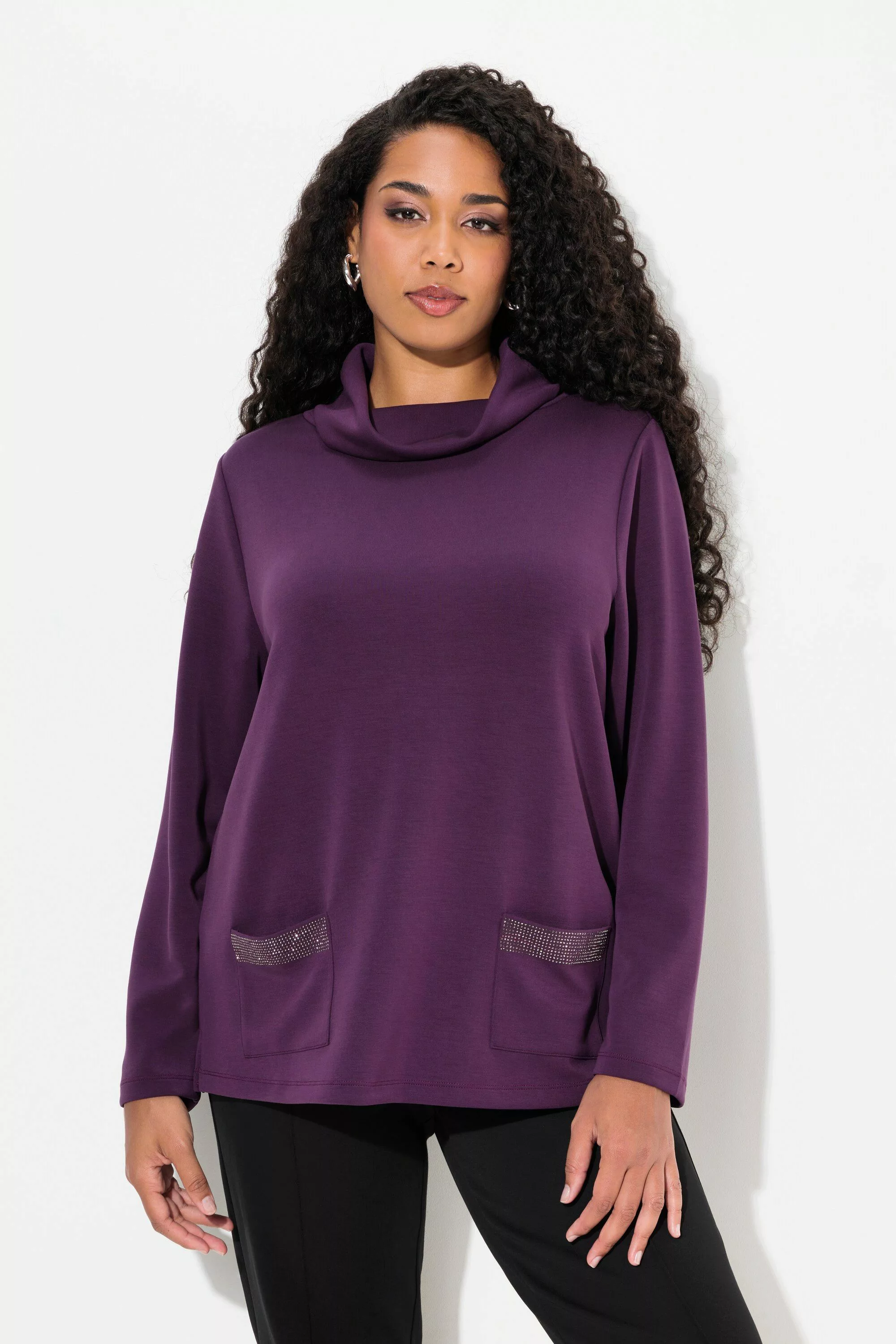 Ulla Popken Sweatshirt Sweatshirt Ziersteintaschen Boxy günstig online kaufen