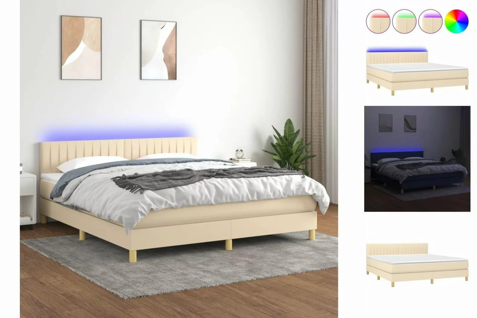 vidaXL Boxspringbett Bett Boxspringbett komplett mit Matratze & LED Stoff ( günstig online kaufen