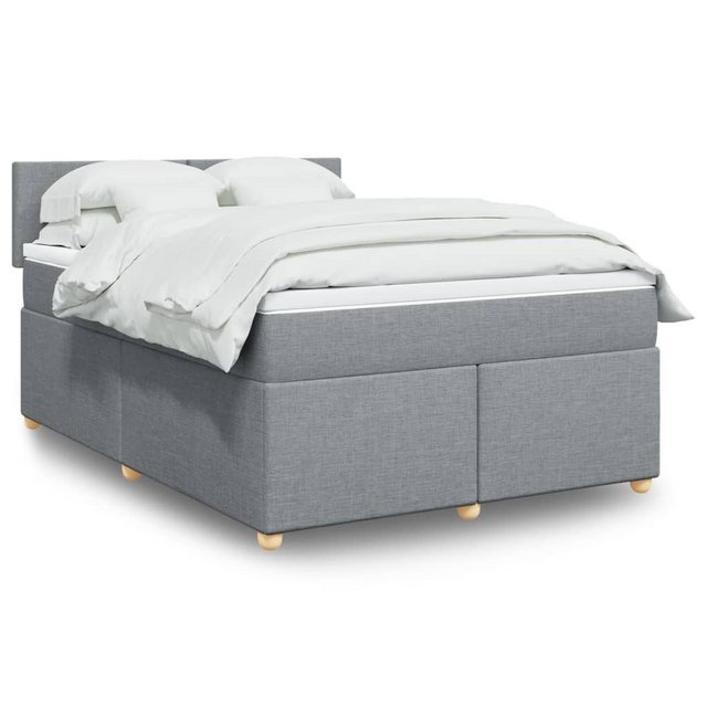 vidaXL Boxspringbett, Boxspringbett mit Matratze Hellgrau 140x190 cm Stoff günstig online kaufen