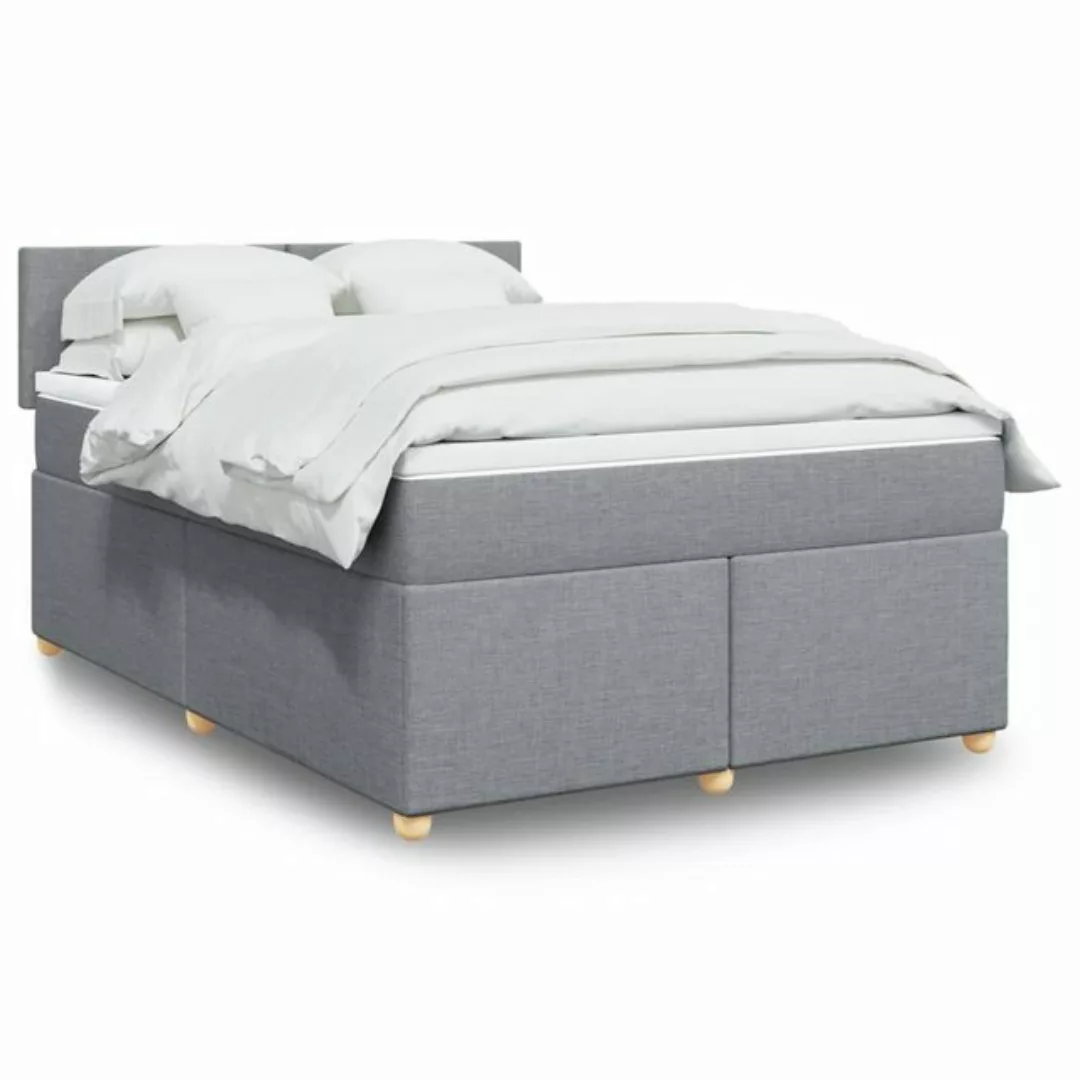 vidaXL Boxspringbett, Boxspringbett mit Matratze Hellgrau 140x200 cm Stoff günstig online kaufen