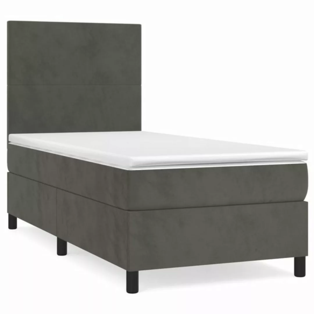 vidaXL Boxspringbett Boxspringbett mit Matratze Dunkelgrau 90x200 cm Samt B günstig online kaufen