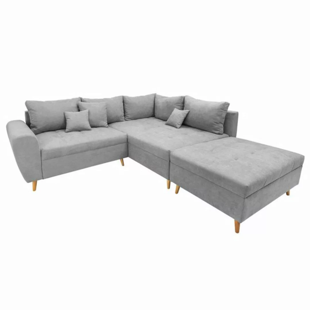 riess-ambiente Ecksofa SCANDINAVIA 250cm hellgrau / natur · Wohnlandschaft günstig online kaufen