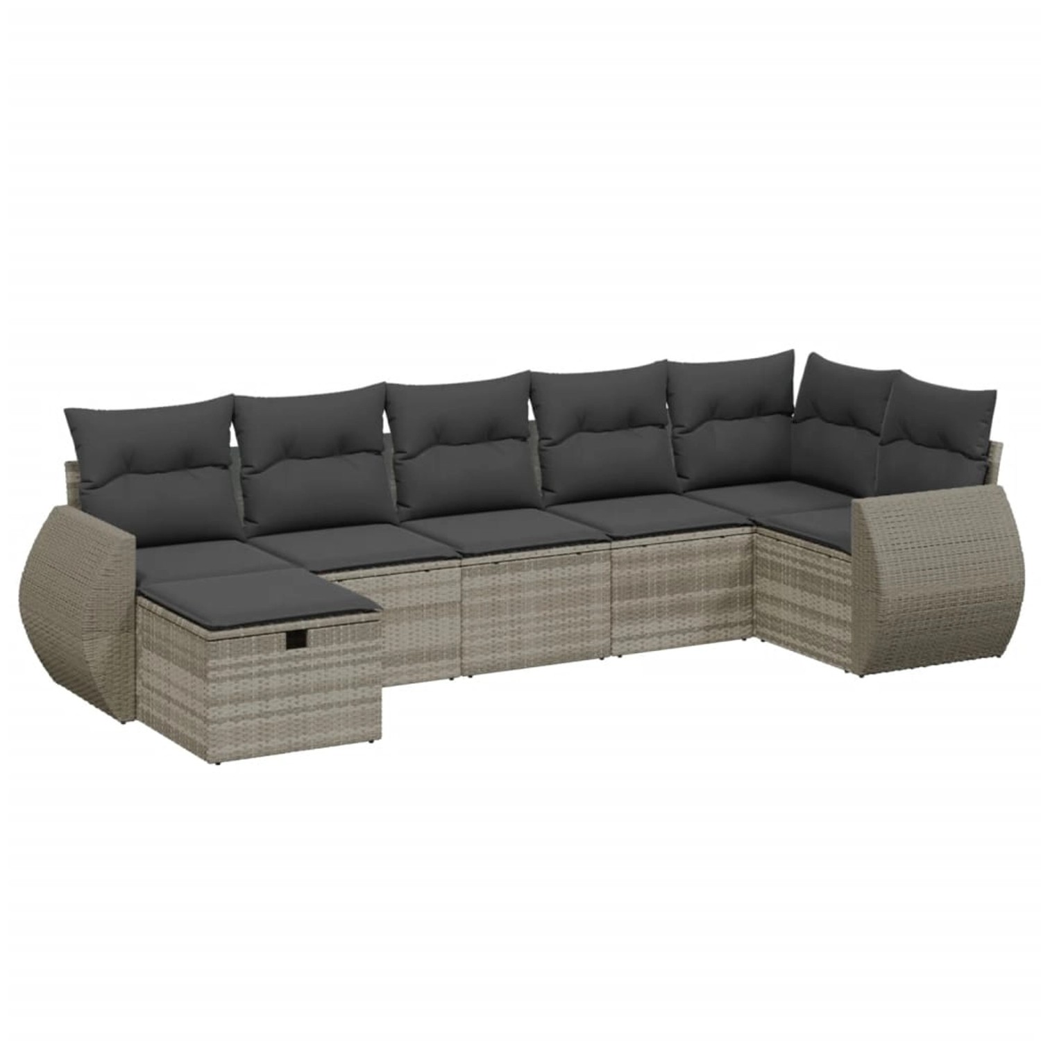 vidaXL 7-Tlg Garten-Sofagarnitur mit Kissen Hellgrau Poly Rattan 3264128 günstig online kaufen