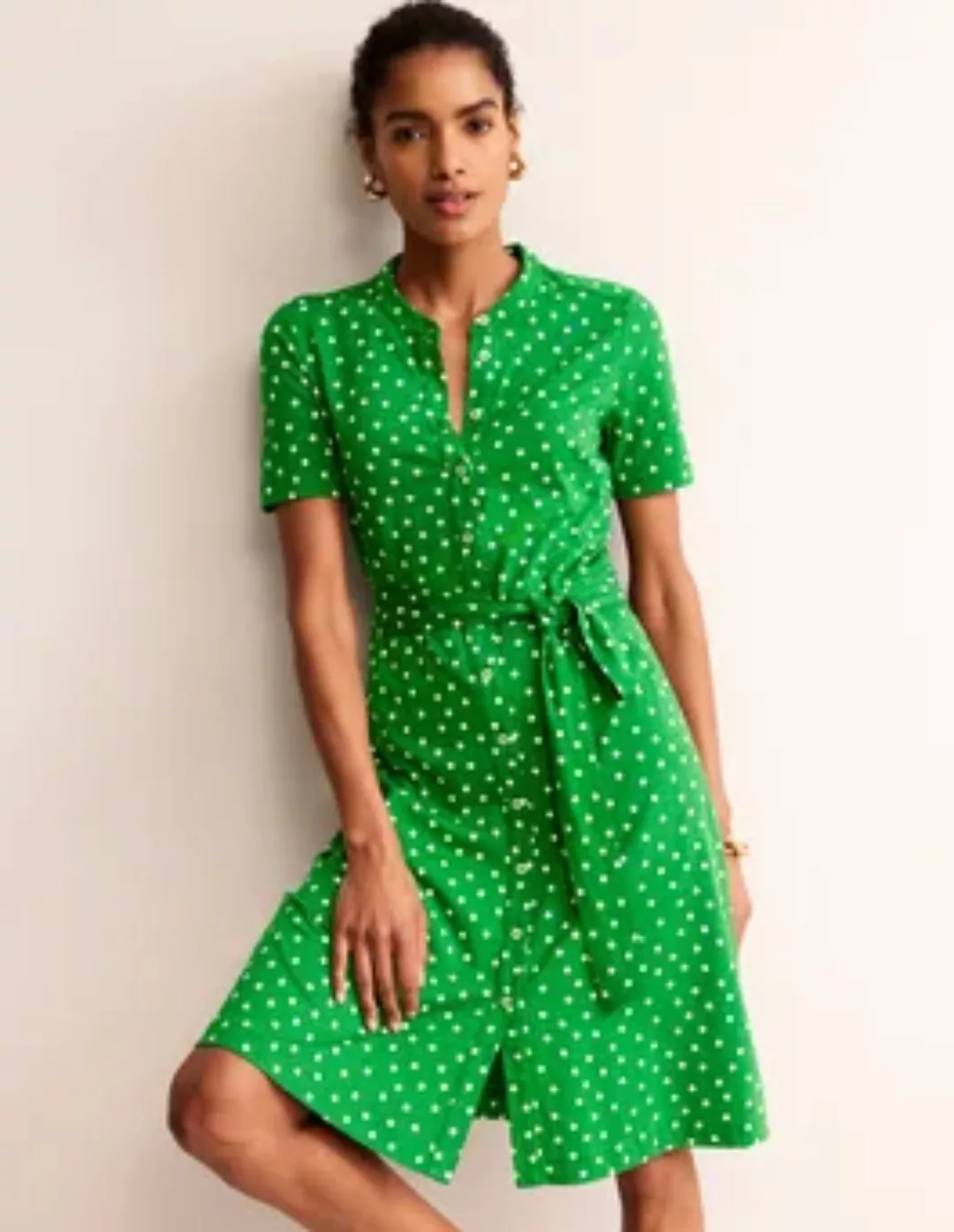 Julia Hemdblusenkleid mit kurzen Ärmeln Damen Boden, Grün, verstreute Muste günstig online kaufen