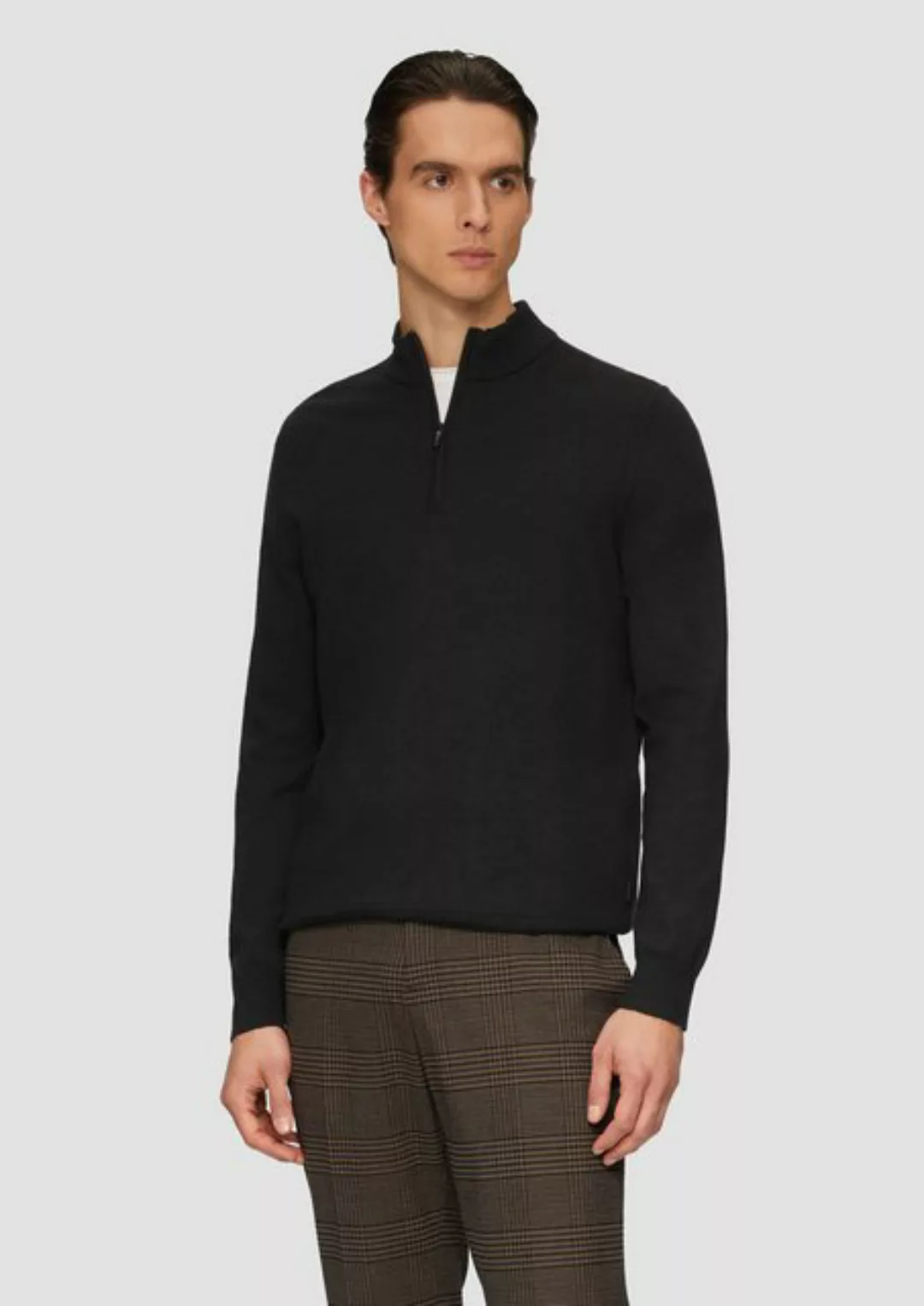 s.Oliver BLACK LABEL Strickpullover Strickpullover mit Troyer-Kragen und Se günstig online kaufen