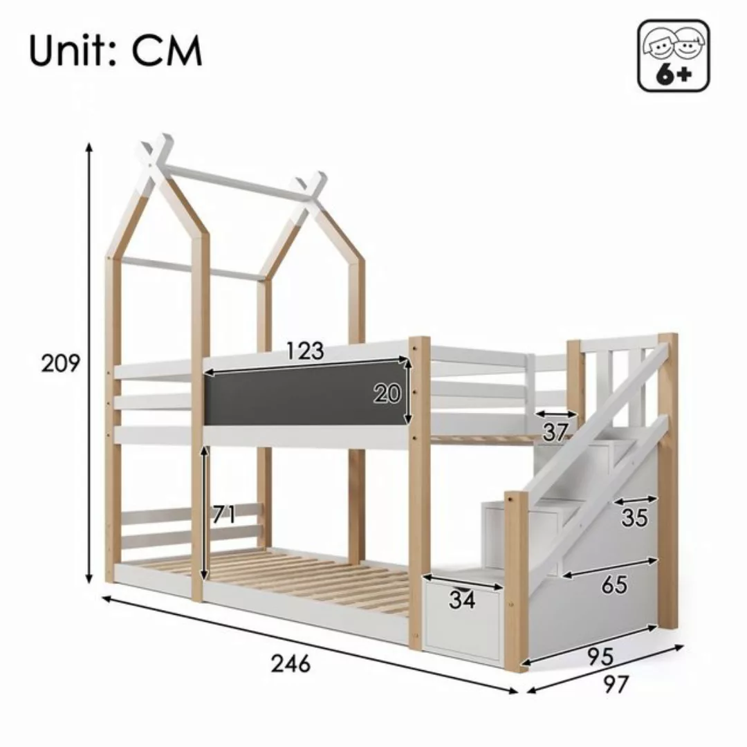 Ulife Etagenbett Kinderbett Baumhaus Hochbett inkl.Tafel, mit Speicherung u günstig online kaufen