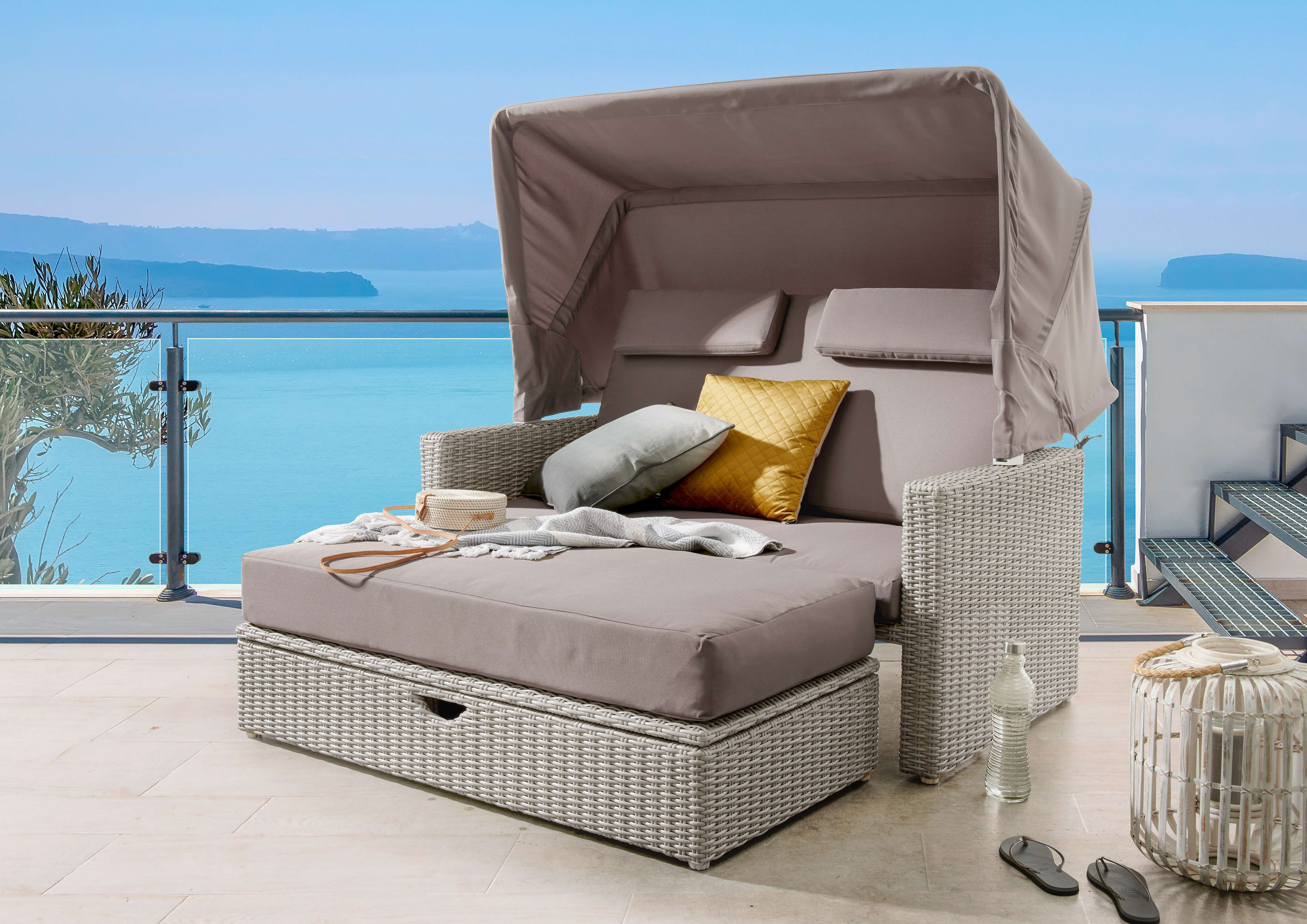 Destiny Gartenlounge-Set "FLORENZ", (1x Sofa mit Dach, 1x Bank, inkl. Aufla günstig online kaufen