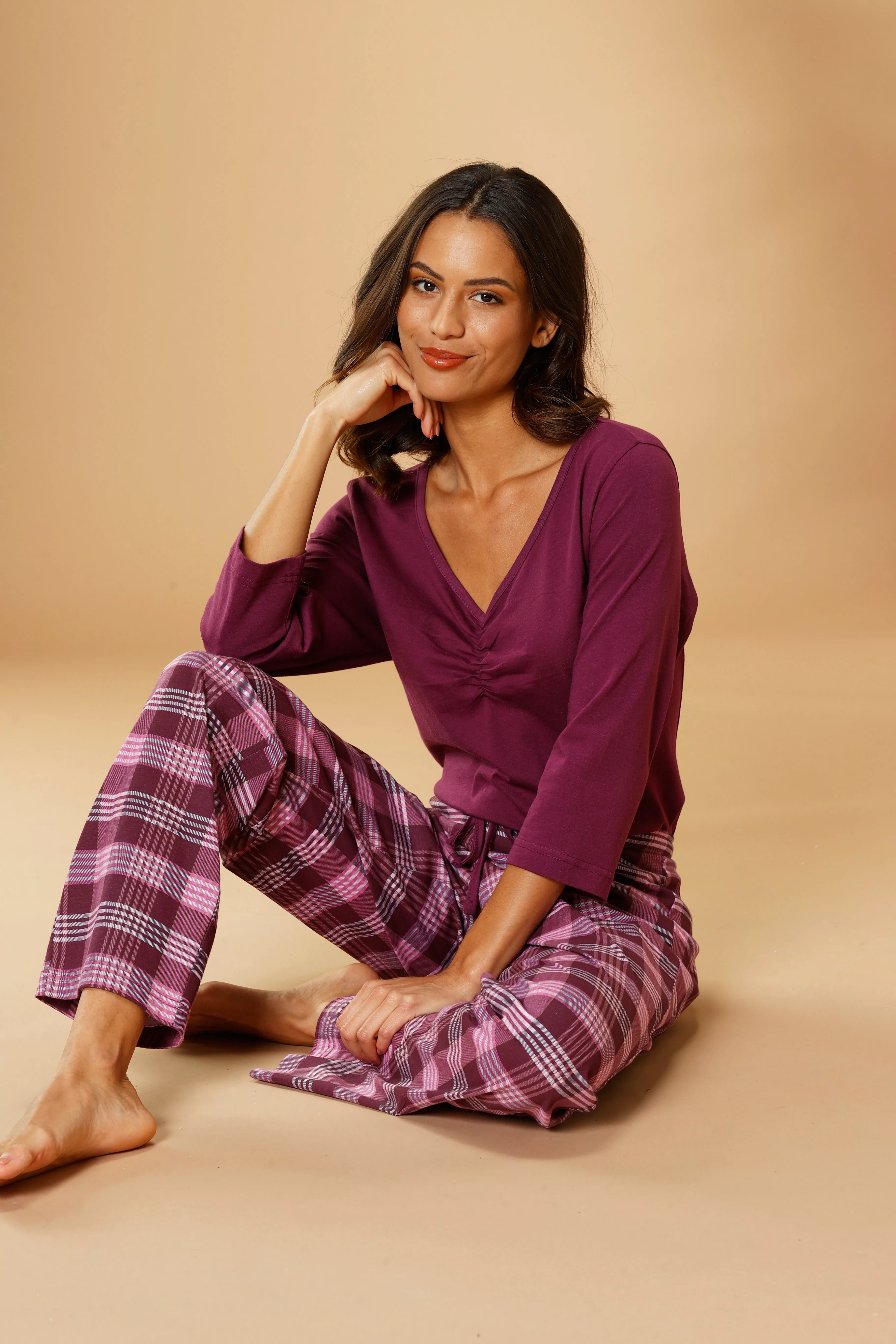 petite fleur Pyjama, (2 tlg.), mit karierter Hose günstig online kaufen
