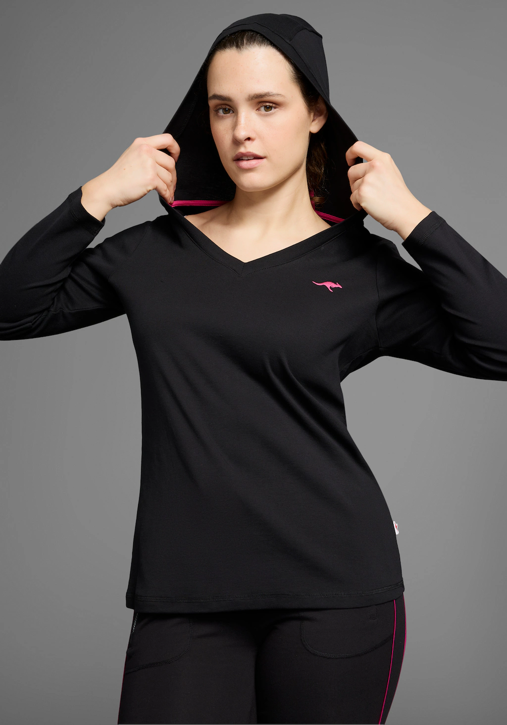 KangaROOS Kapuzenshirt, Langarm, po-bedeckend, V-Ausschnitt, aus 100% Baumw günstig online kaufen