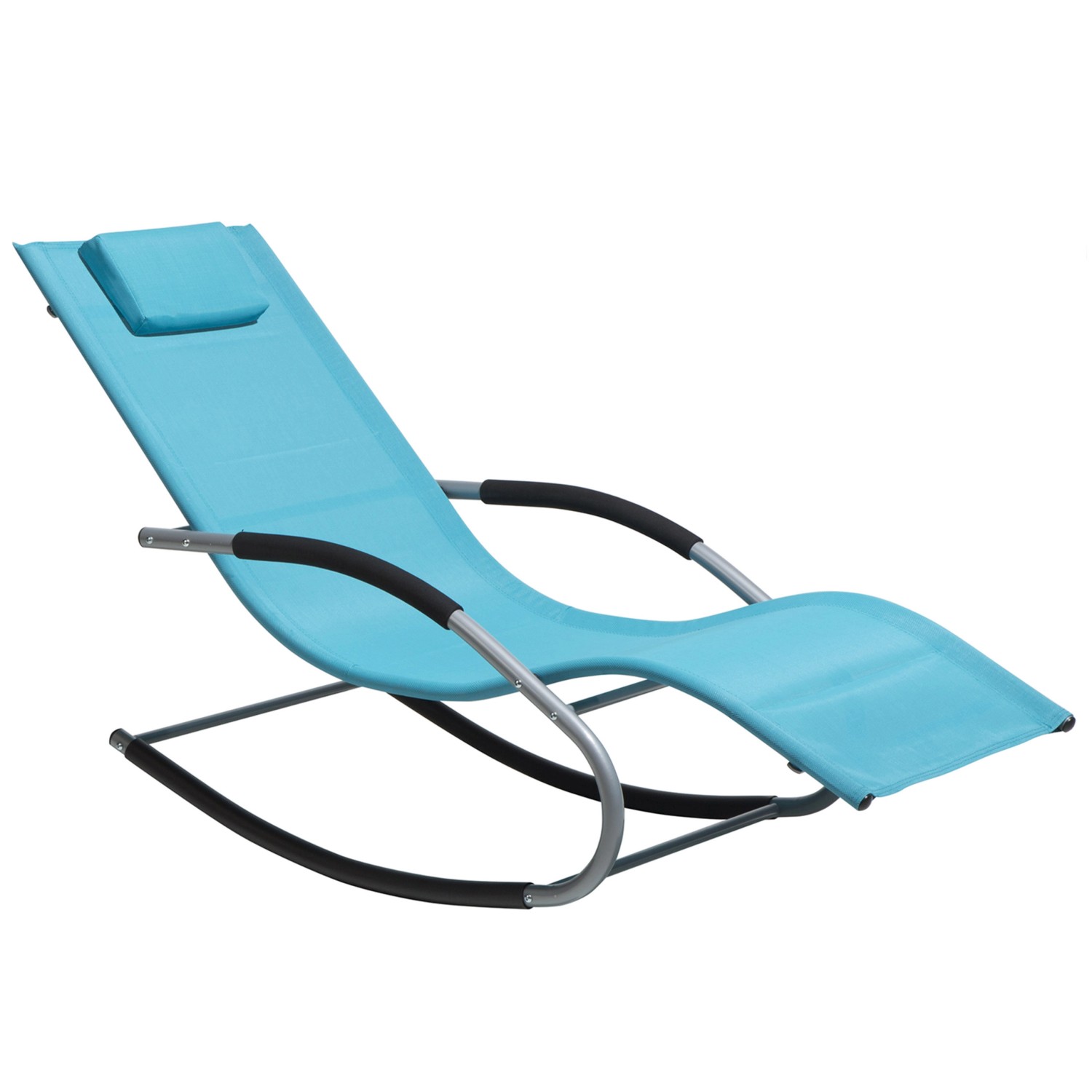 Beliani Gartenliege Blau Schwarz Silber 149x63x84 günstig online kaufen