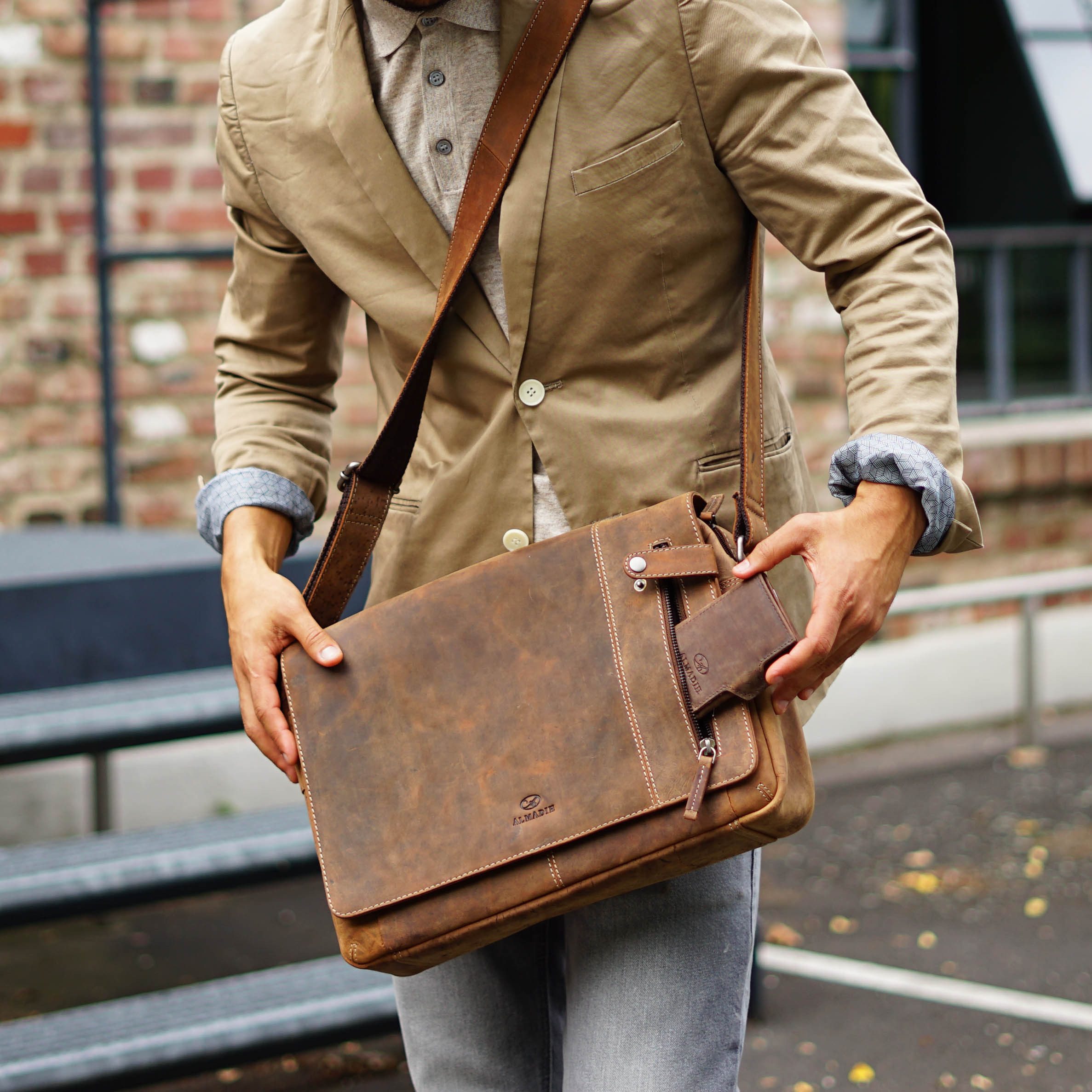 ALMADIH Umhängetasche Leder Umhängetasche DYLAN Ledertasche günstig online kaufen