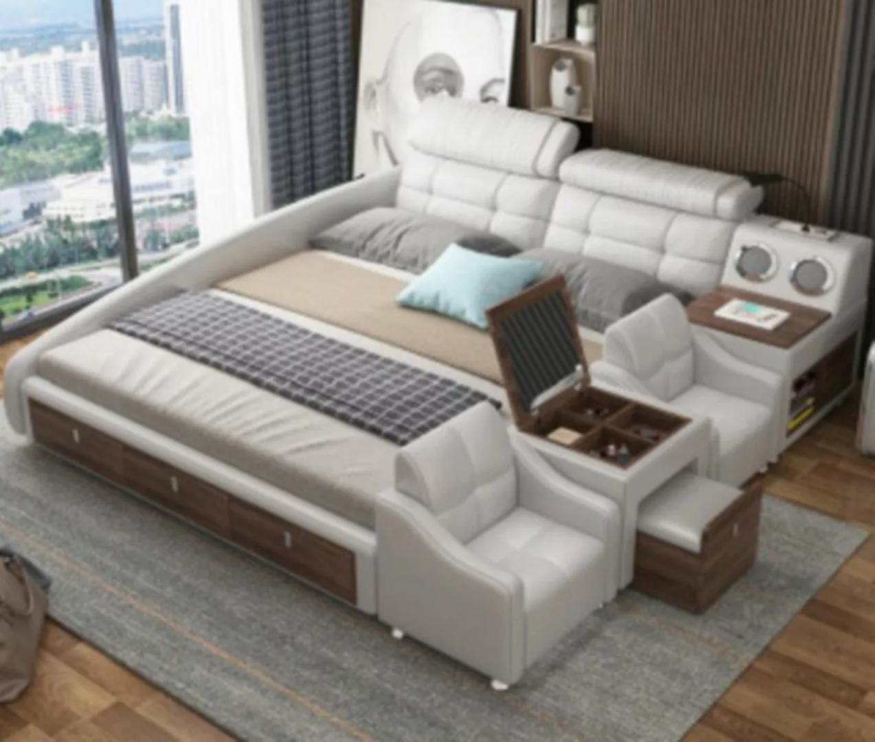 JVmoebel Bett, Multifunktions Bett Luxus Design Leder Betten Hotel Doppel A günstig online kaufen