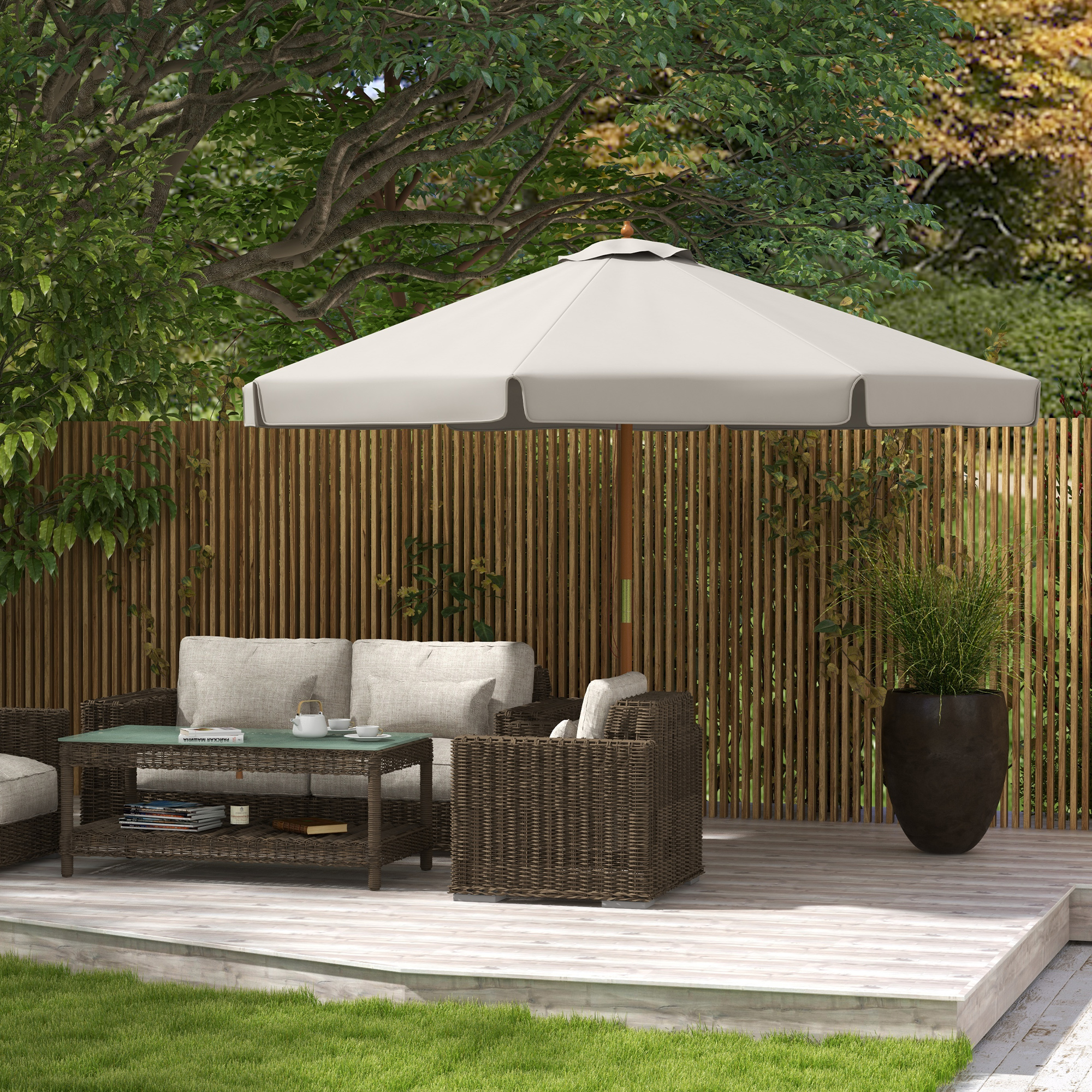 Outsunny Garten- und Terrassenschirm Ø325 cm Sonnenschirm mit Seilwindensys günstig online kaufen