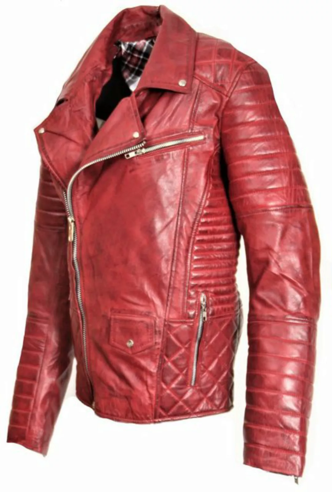 Be Noble Lederjacke Helsinki rot Lederjacke im Bikerstyle Used Look dunkelr günstig online kaufen