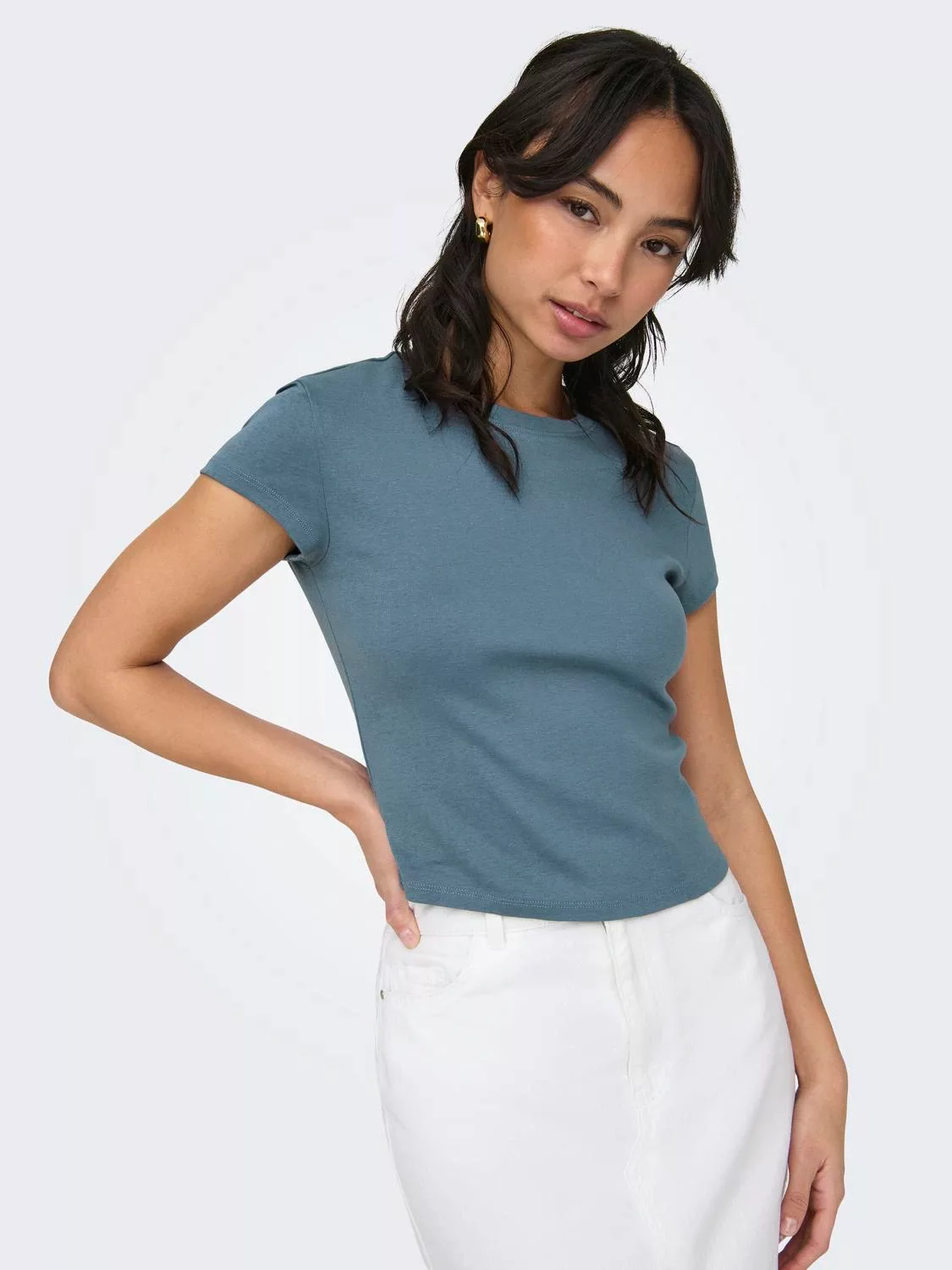 ONLY Kurzarmshirt "ONLELINA S/S O-NECK SHORT TOP JRS NOOS" günstig online kaufen