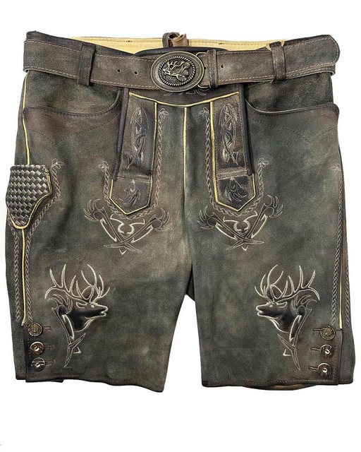 Maddox Trachtenlederhose 'Urgsee' mit Hirschstickerei, Antik Coffee günstig online kaufen