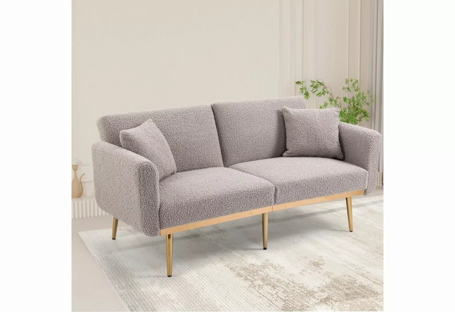 Gotagee 2-Sitzer 57.87x38.58x7.09 Zoll Sofa Metallbeine Schlafsofa Sofa Ted günstig online kaufen