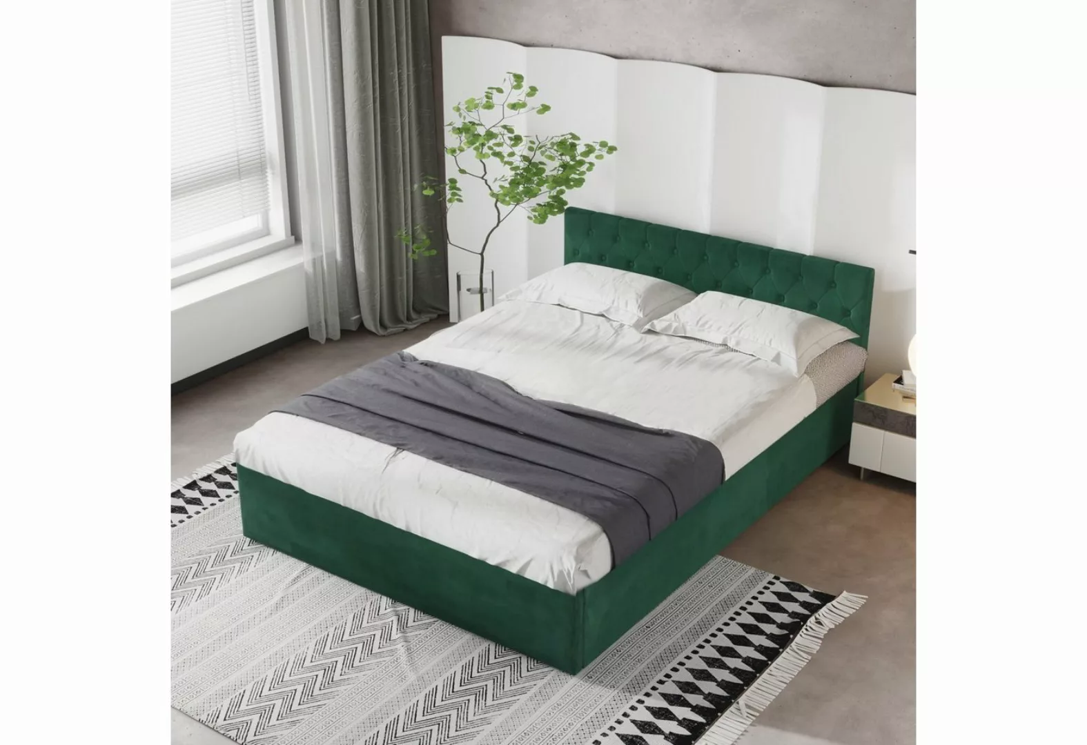 EXTSUD Bett Bett mit Bettkasten Samt-Stoff Polsterbett, Lattenrost Doppelbe günstig online kaufen