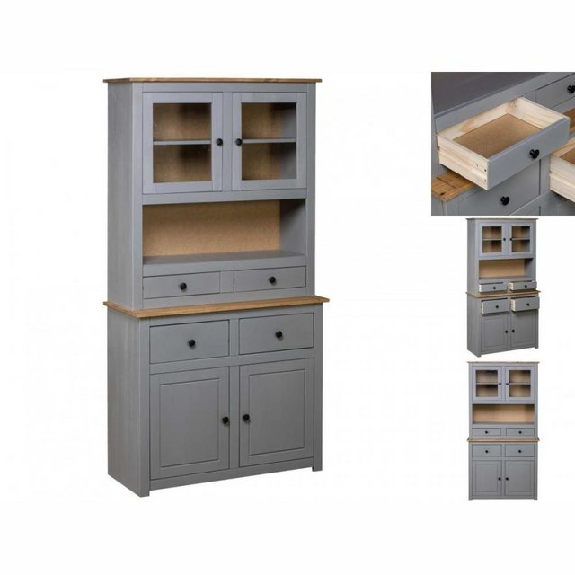 vidaXL Buffet Buffet Highboard Grau 9340,5180 cm Kiefer Massivholz Panama S günstig online kaufen