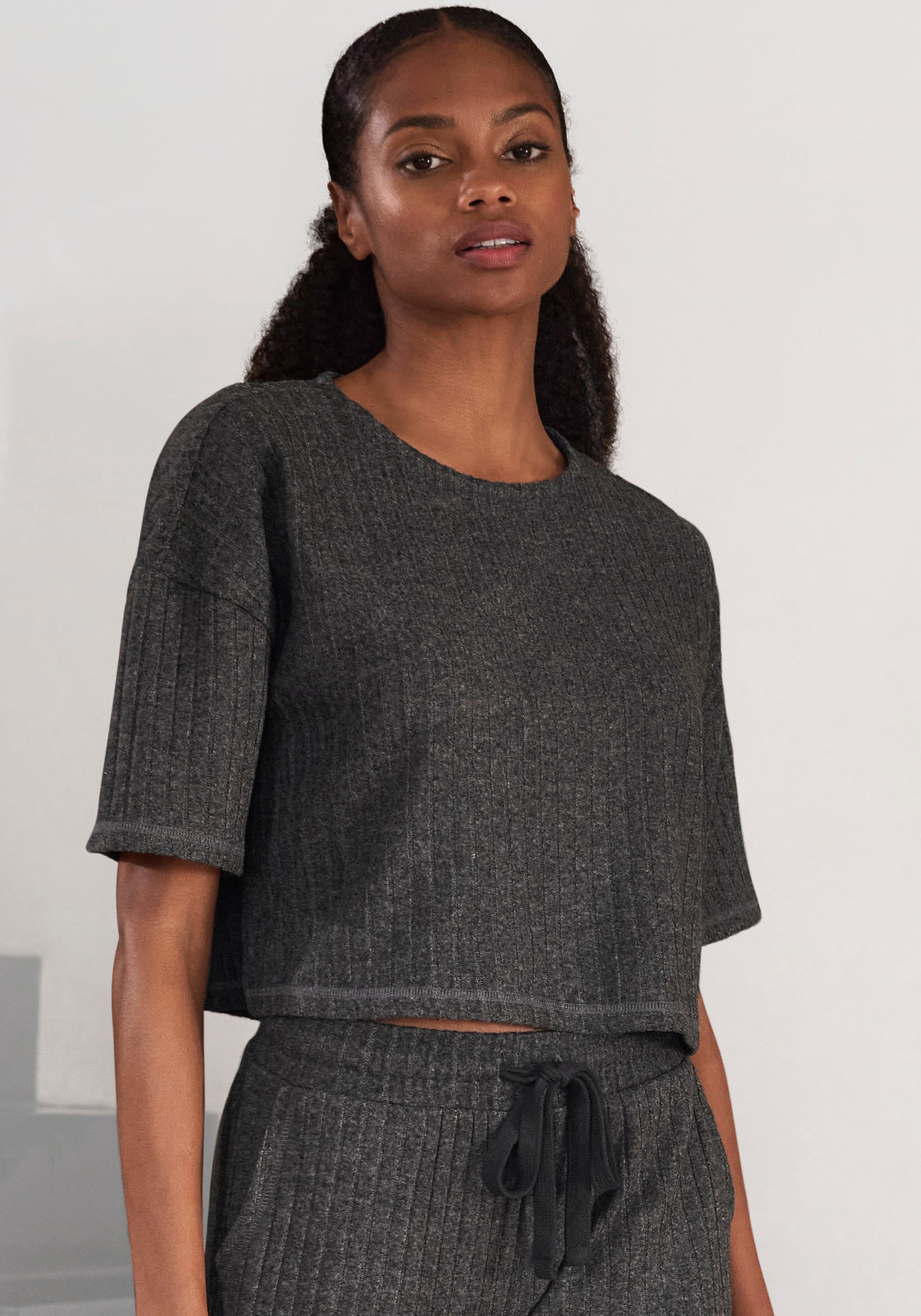 LASCANA 3/4-Arm-Shirt Lounge-/Strickshirt aus weichem Strick, Loungewear günstig online kaufen