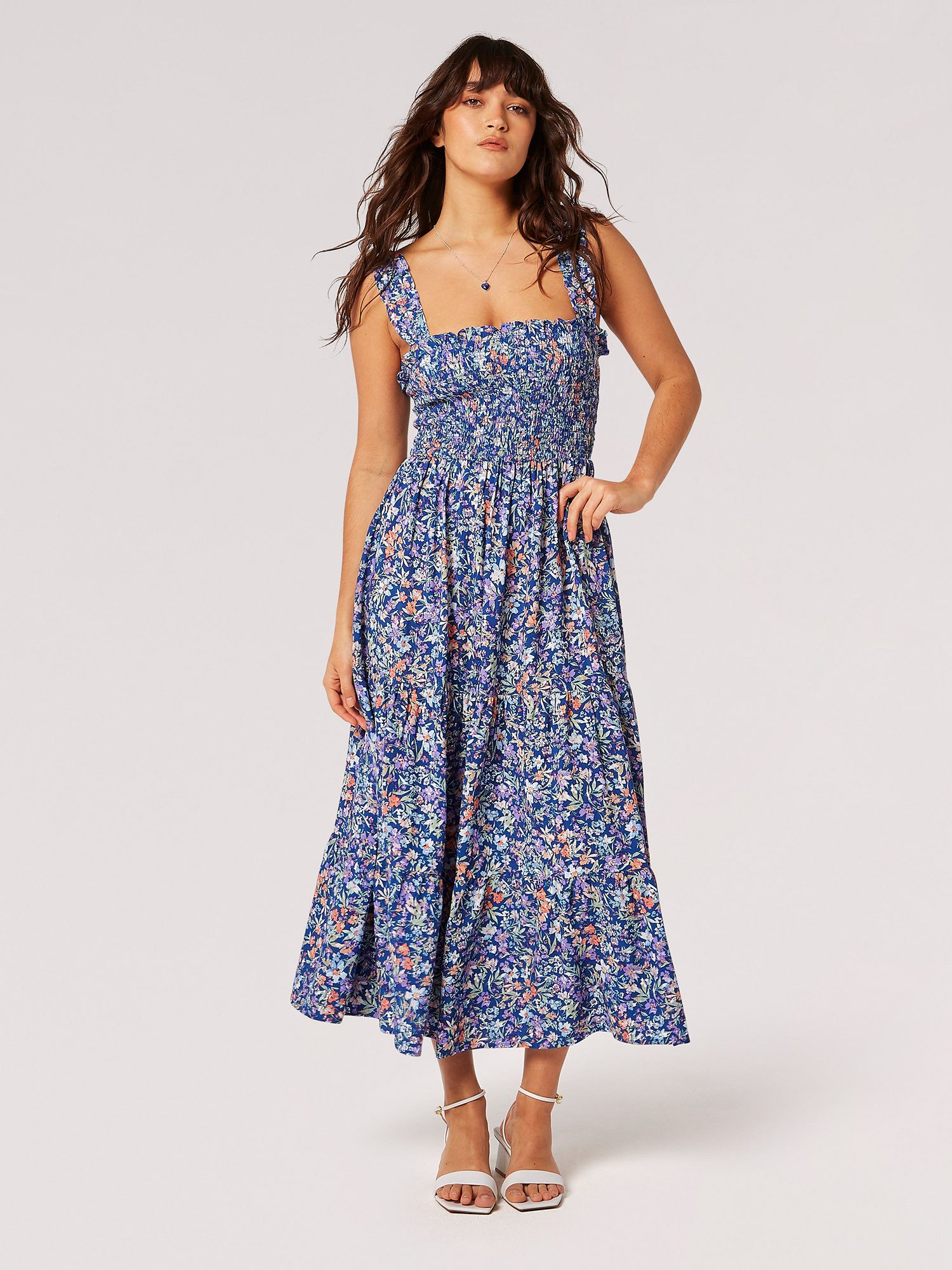 Apricot Midikleid Florales Sommerkleid, (1-tlg) mit günstig online kaufen