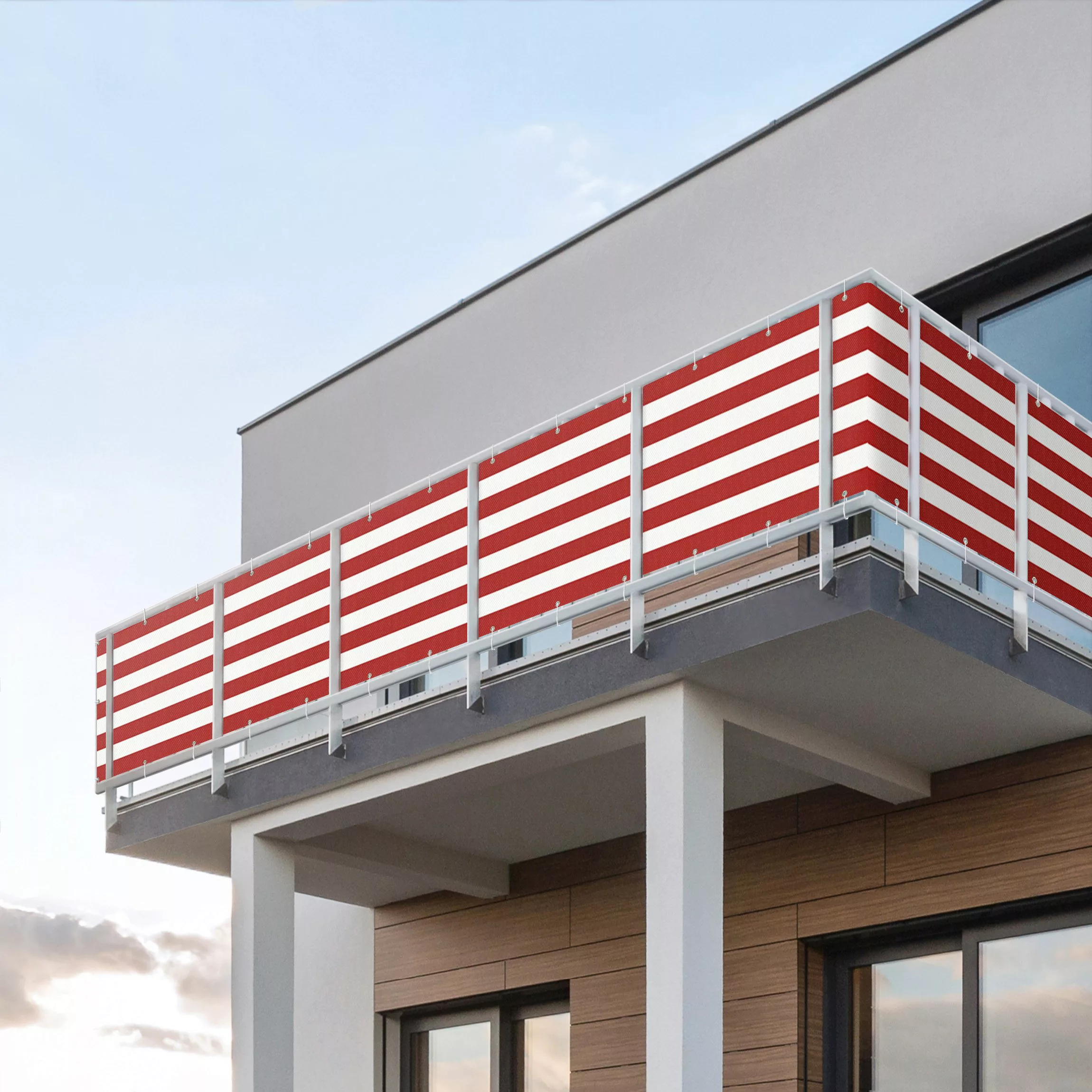 Balkon Sichtschutz Querstreifen in Rot günstig online kaufen