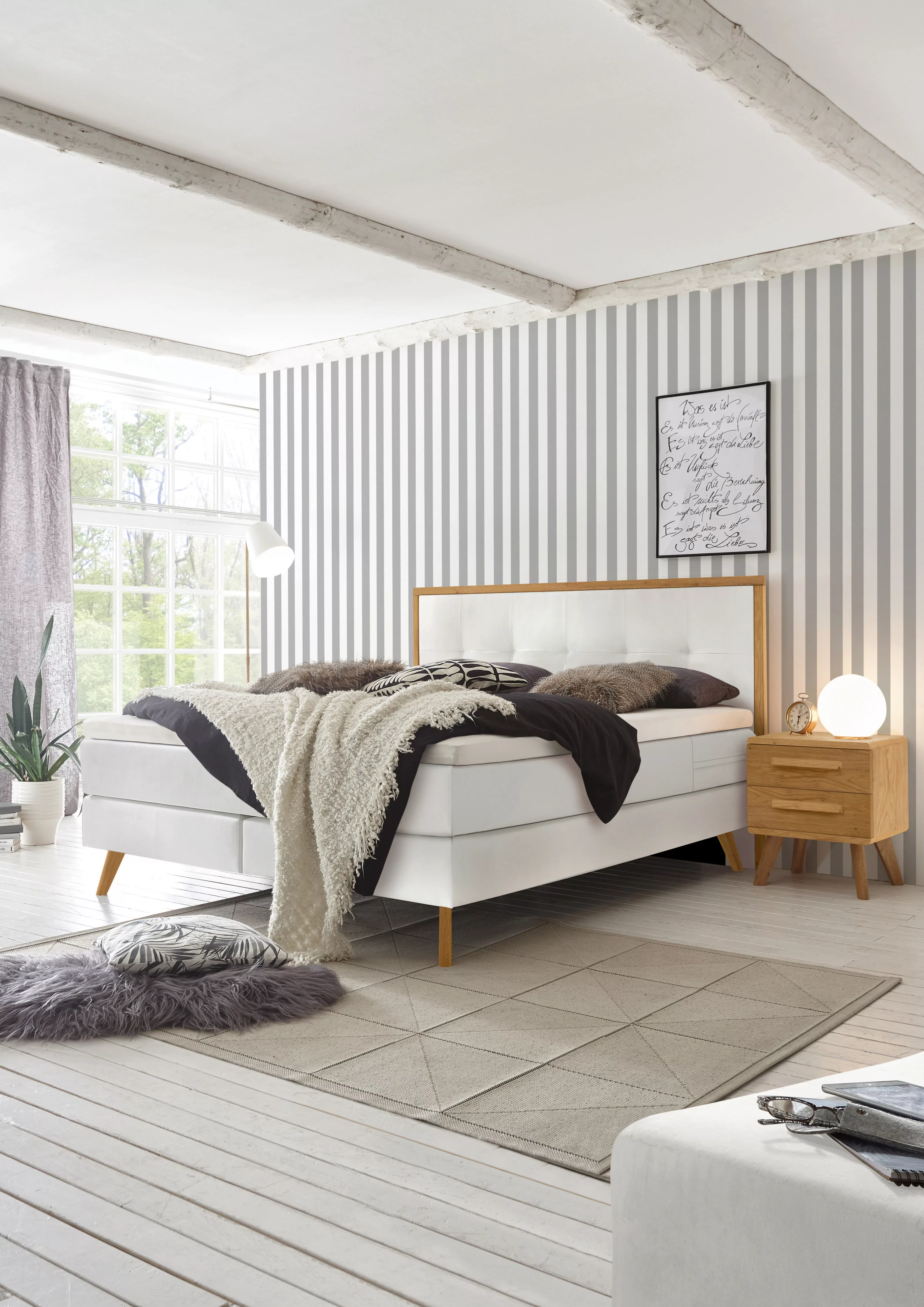 HASENA Boxspringbett Nordic, modernes Design, Nordic Bett, gestepptes Kopft günstig online kaufen