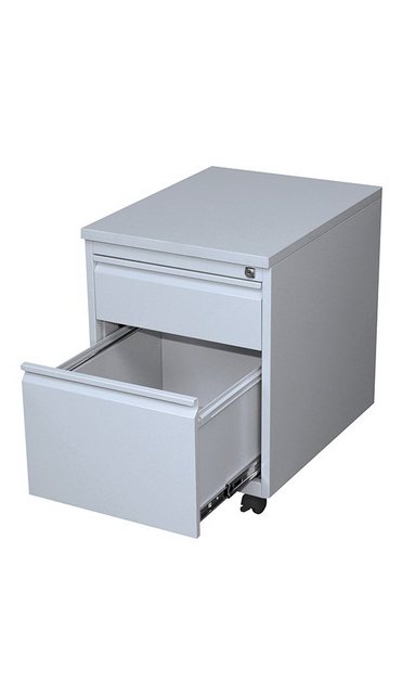 Steelboxx Fächerschrank Lüllmann® Rollcontainer, Frontgriffleiste, 2 Schubl günstig online kaufen