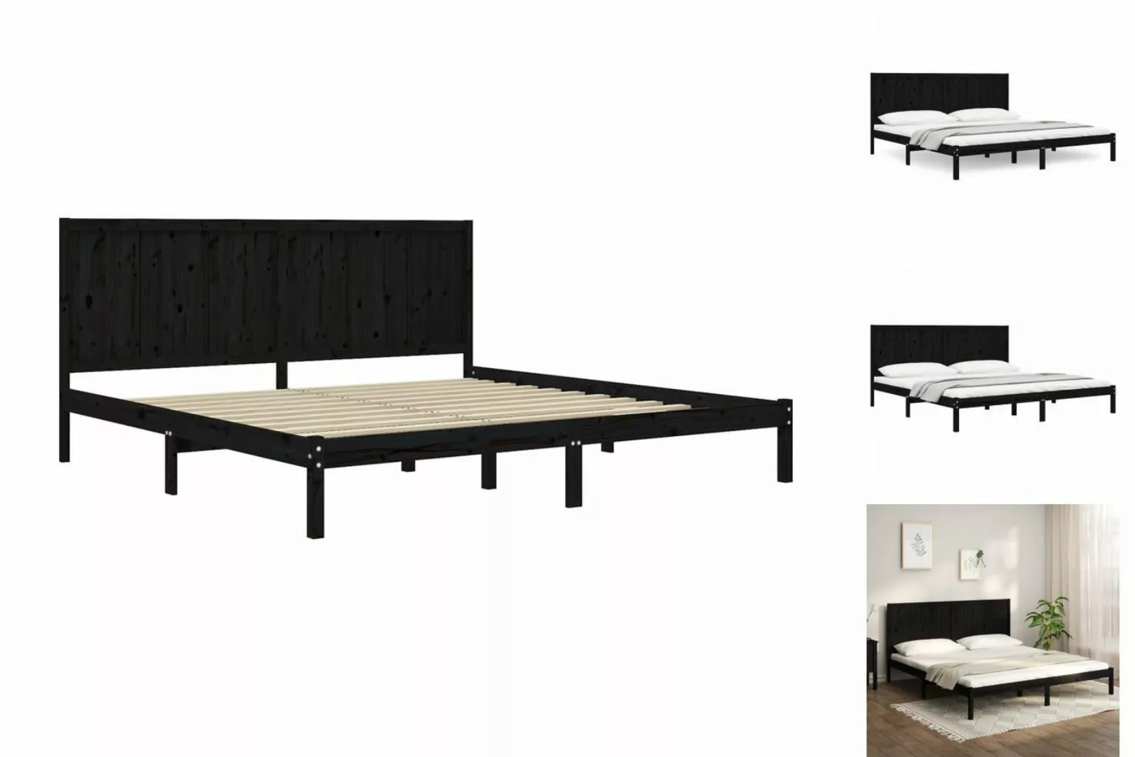 vidaXL Bettgestell Massivholzbett Schwarz Kiefer 200x200 cm Bett Bettgestel günstig online kaufen