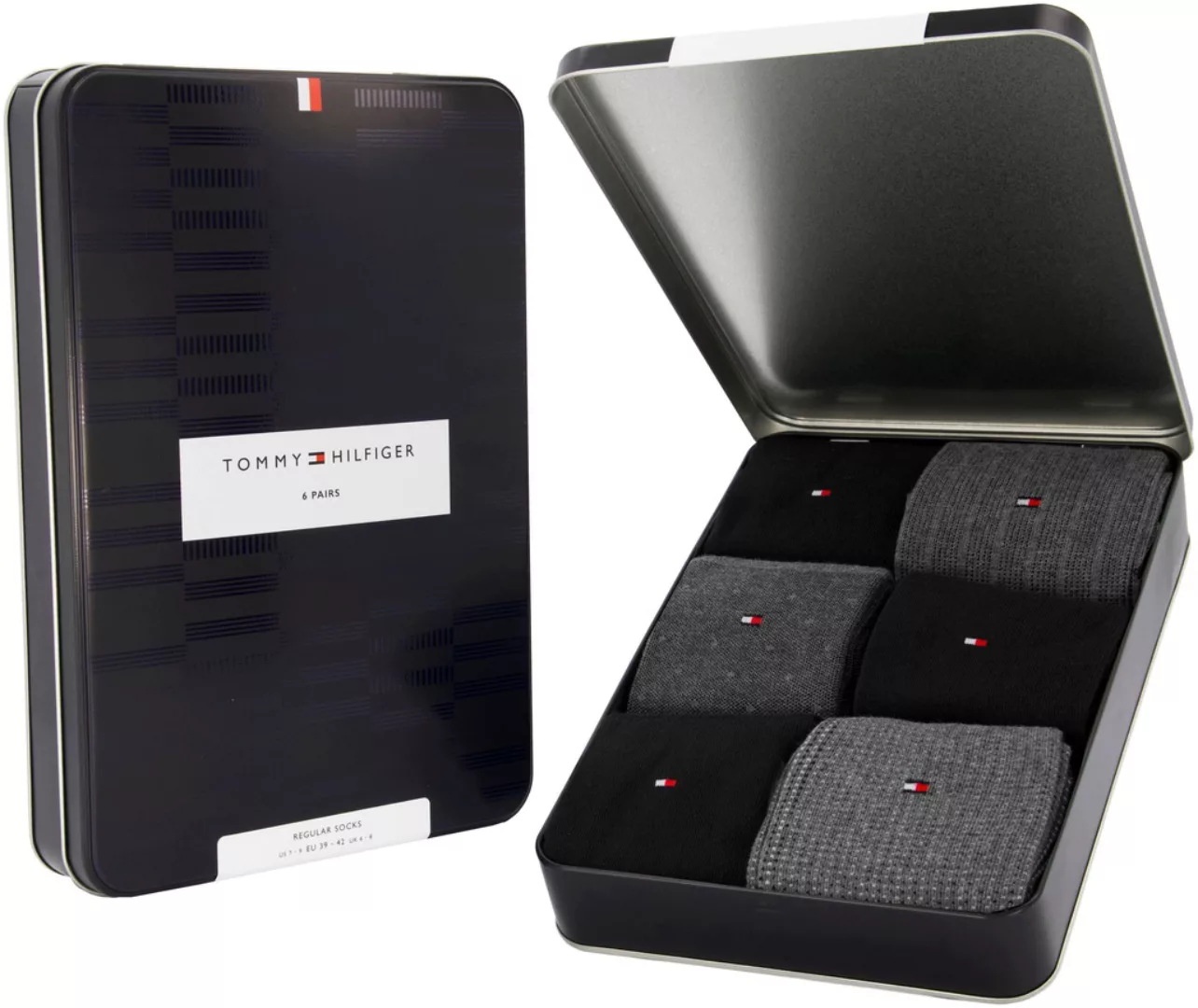 Tommy Hilfiger Socken "TH MEN SOCK 6P TIN GIFTBOX BIRDSEYE", (Box, 6 Paar), günstig online kaufen