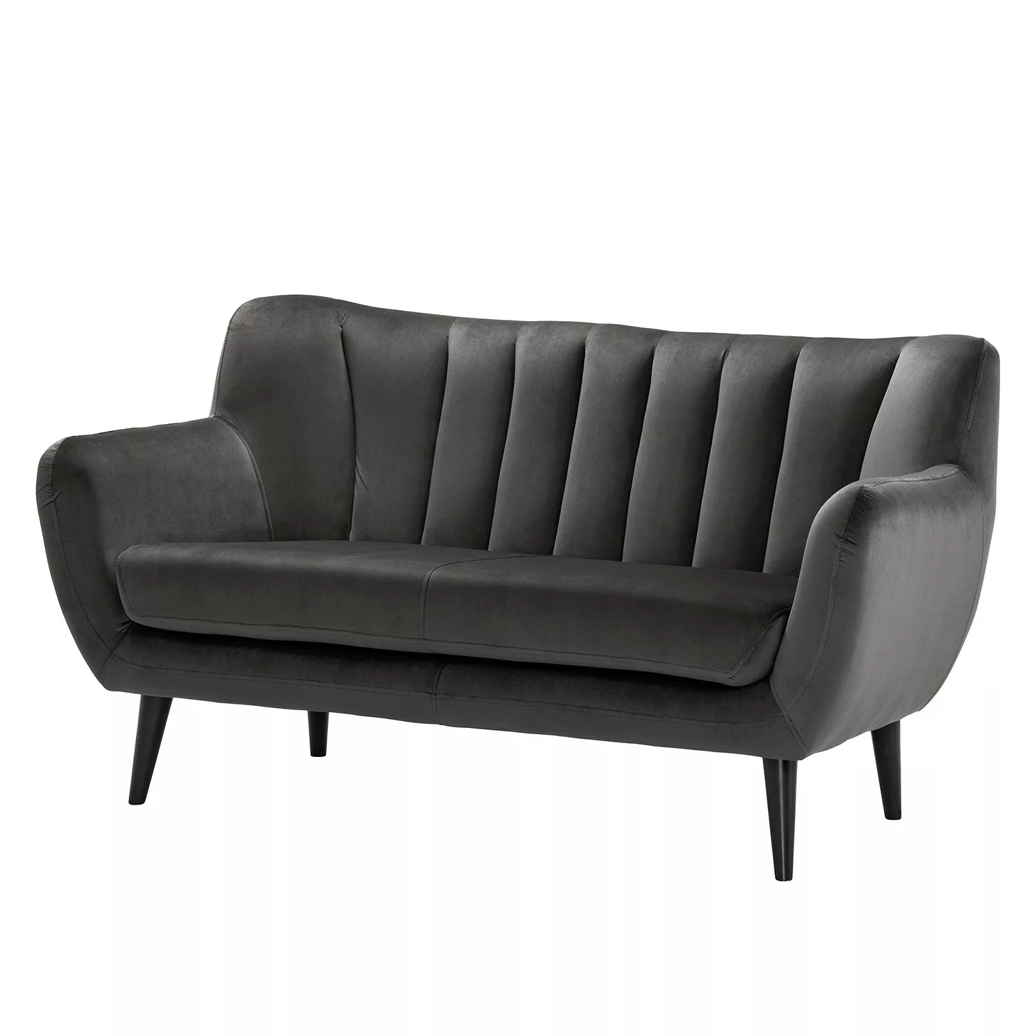 home24 Norrwood Sofa Polva I 2-Sitzer Grau Samt 155x82x81 cm günstig online kaufen