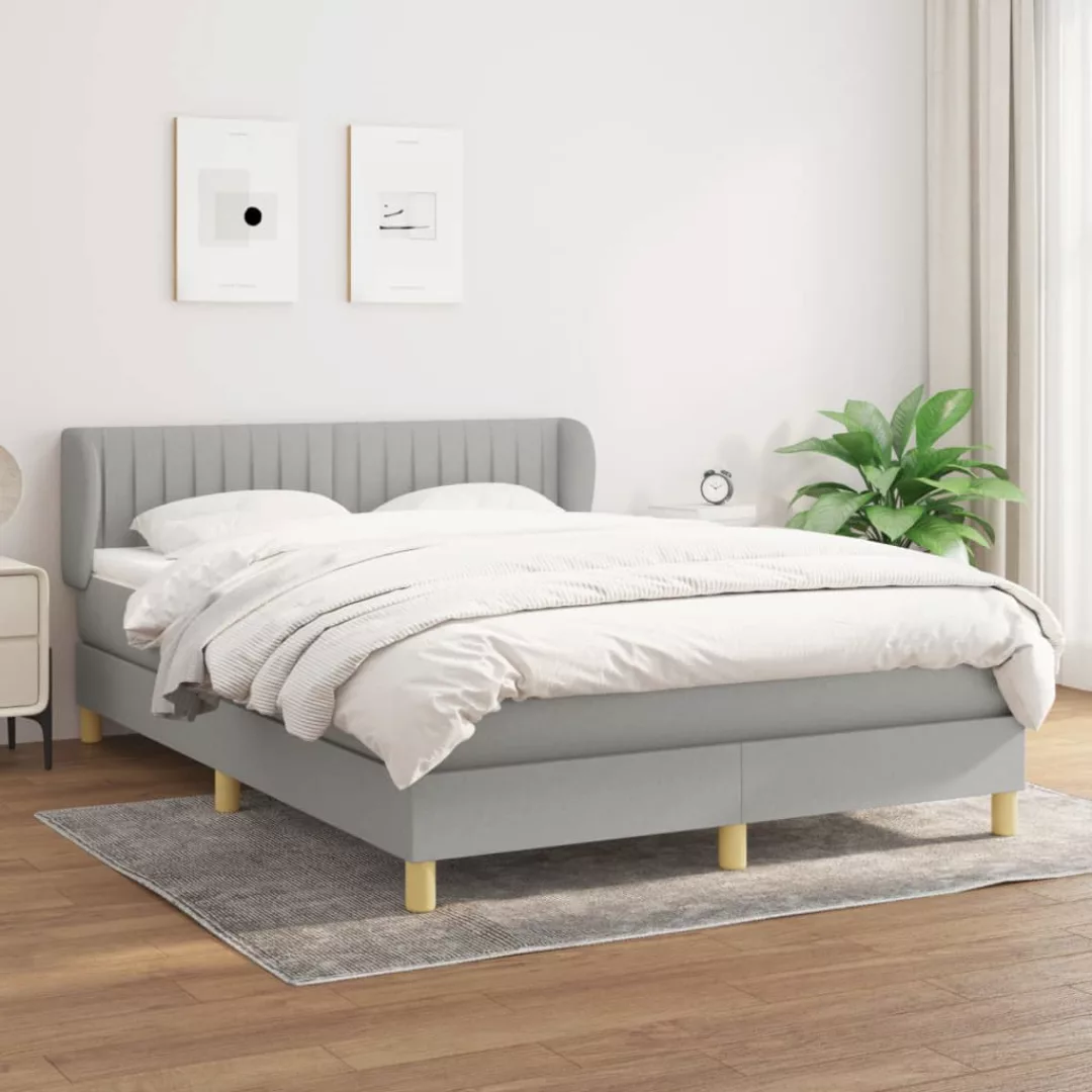 vidaXL Bettgestell Boxspringbett mit Matratze Hellgrau 140x200 cm Stoff Bet günstig online kaufen