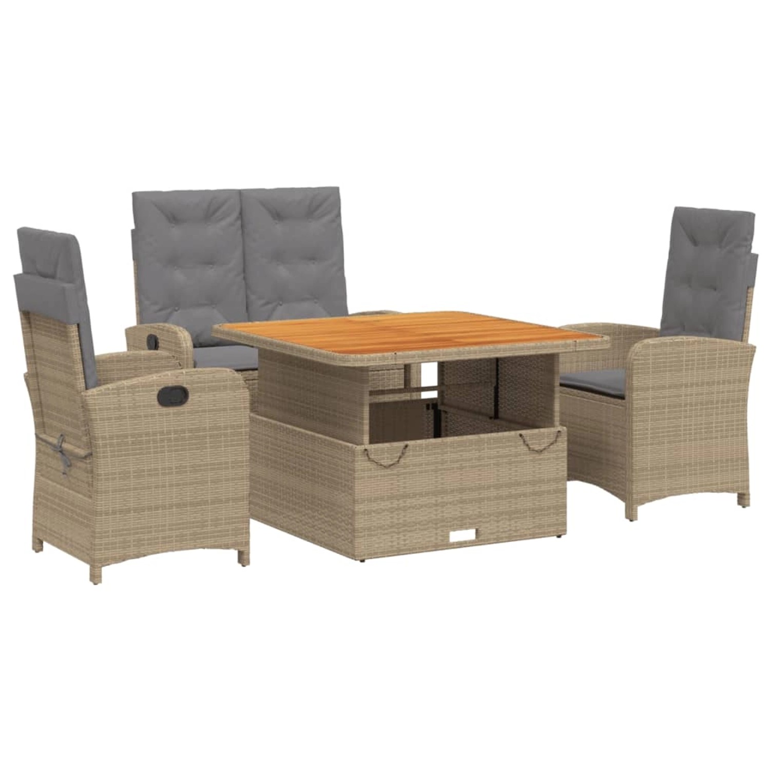vidaXL 4-Tlg Garten-Essgruppe mit Kissen Beige Poly Rattan 3277368 günstig online kaufen