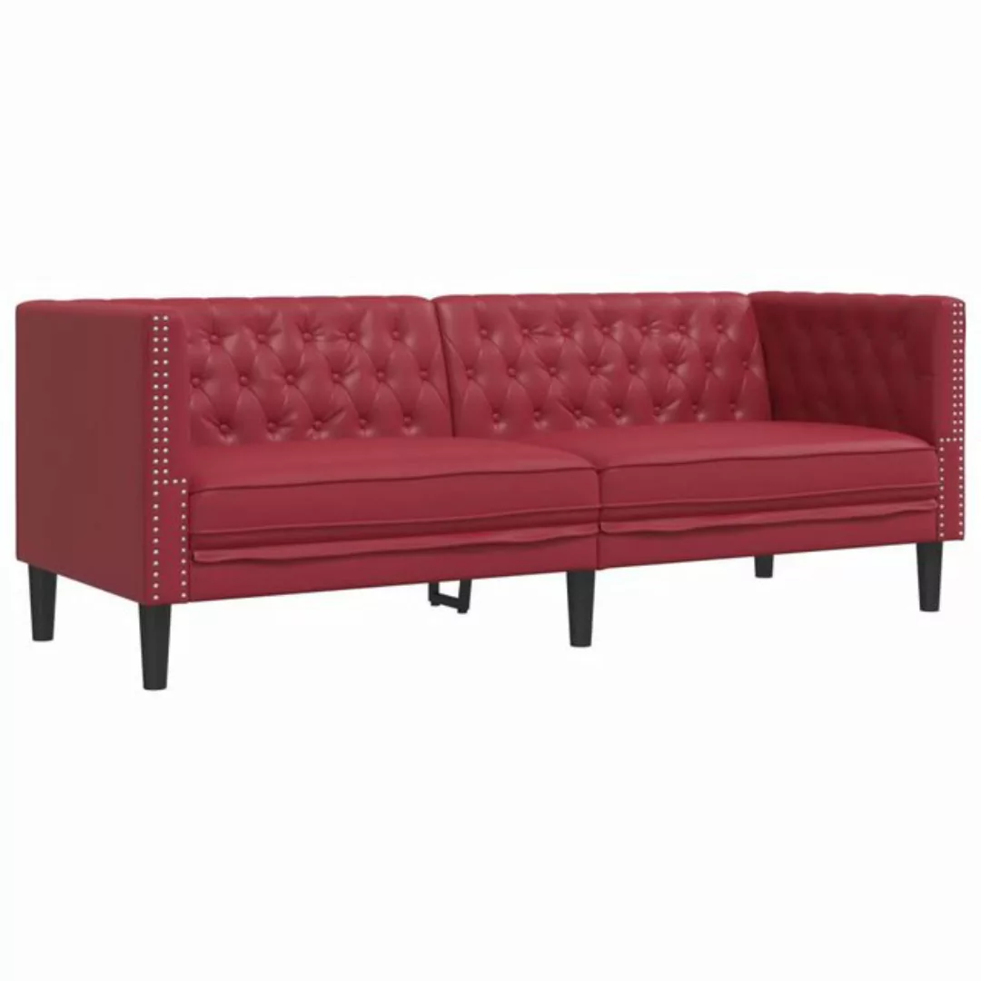 vidaXL Sofa Chesterfield-Sofa 3-Sitzer Weinrot Kunstleder günstig online kaufen