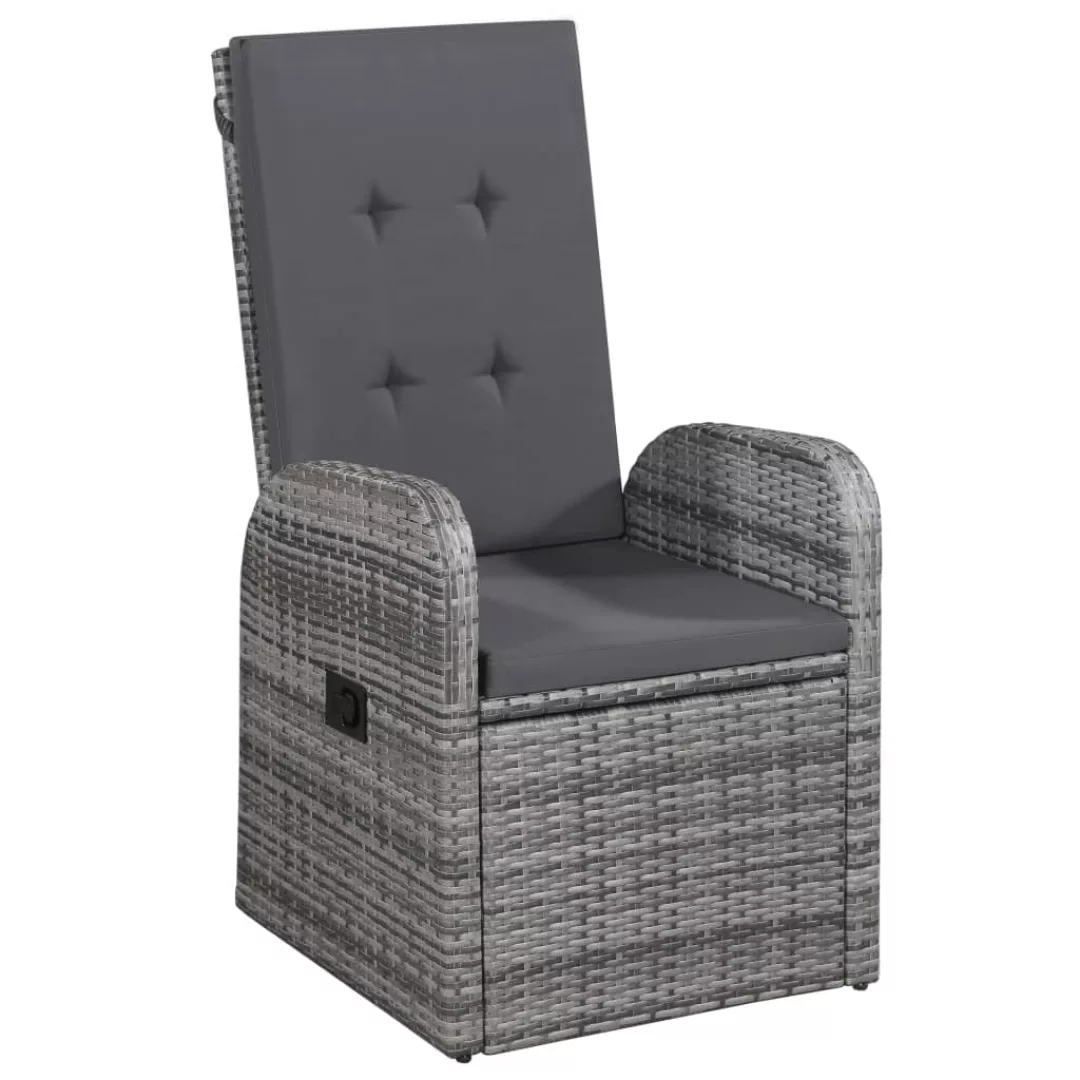 Garten-liegestühle 2 Stk. Mit Auflagen Poly Rattan Grau günstig online kaufen