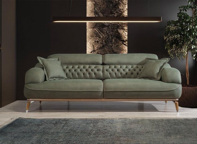 JVmoebel Sofa Sofa 3 Sitzer Grau Luxus Textil Wohnzimmer Design Italienisch günstig online kaufen