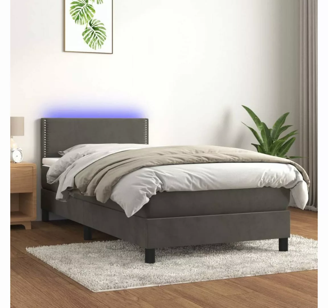 vidaXL Boxspringbett Bett Boxspringbett mit Matratze & LED Samt (80 x 200 c günstig online kaufen