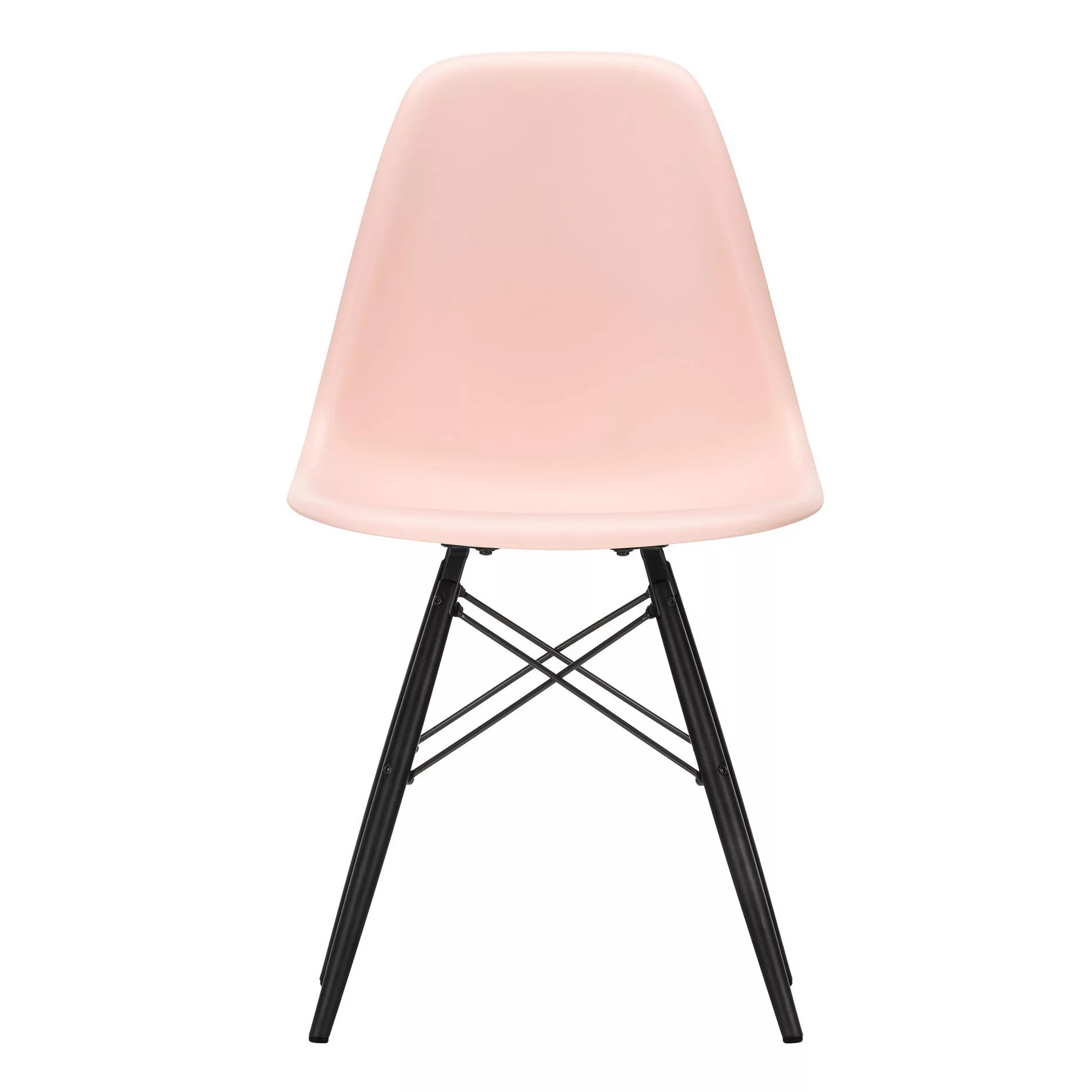 Vitra - Eames Plastic Side Chair DSW Gestell Ahorn schwarz - blassrosa/Sitz günstig online kaufen