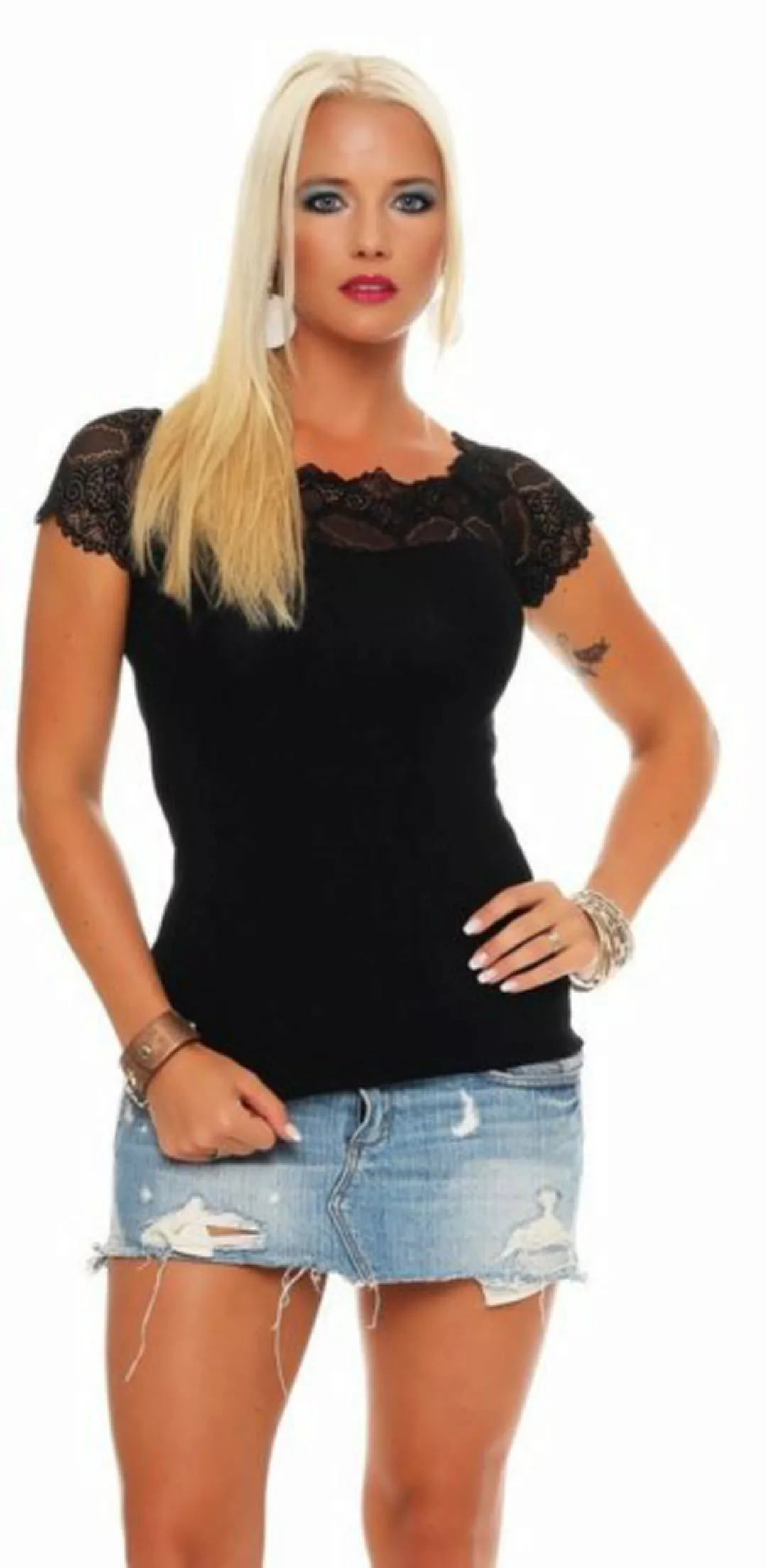 Mississhop Spitzenshirt Spitzenshirt Spitze Spitzen T-Shirt Bluse Shirt M.7 günstig online kaufen