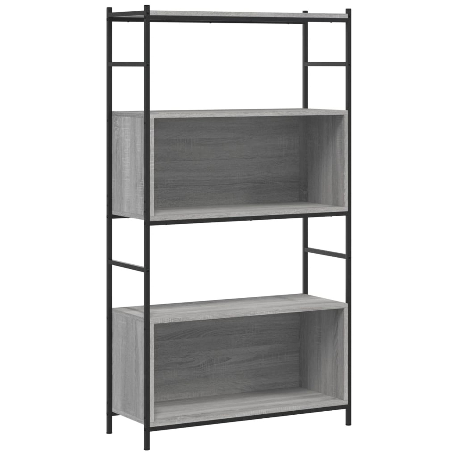 vidaXL Bücherregal Grau Sonoma 80x30x145,5 cm Holzwerkstoff und Eisen günstig online kaufen